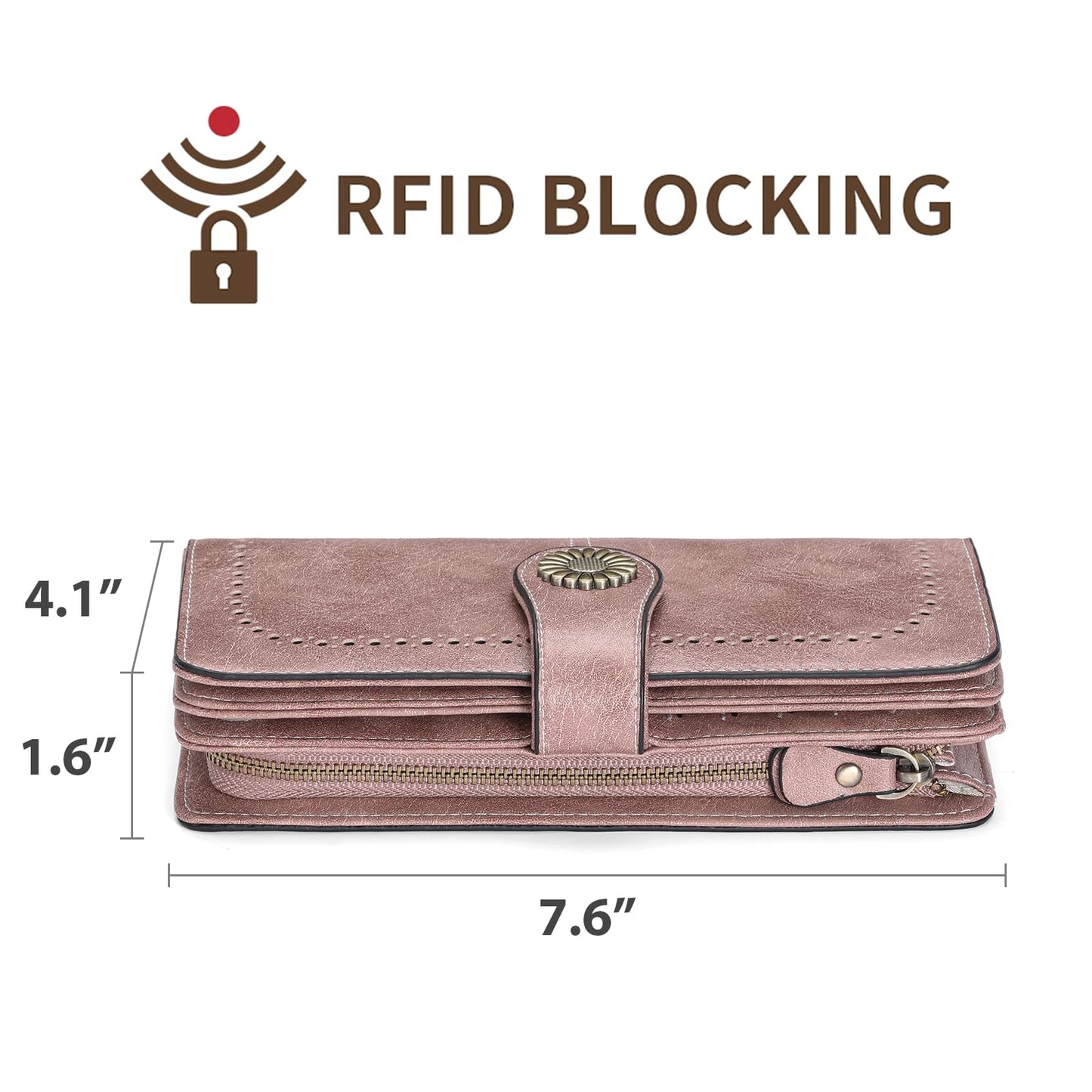 SENDEFN Wallets for Women Leather Credit Card Holder with RFID Blocking Large Capacity Wristlet