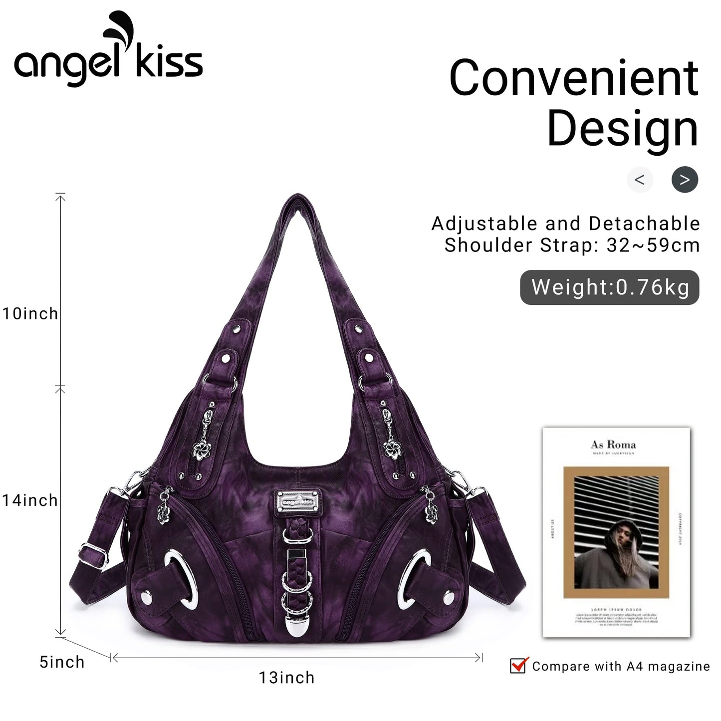 Angelkiss Hobo Purses and handbags for Women Satchel Handbag Women Purses Large Daily Shoulder Bags