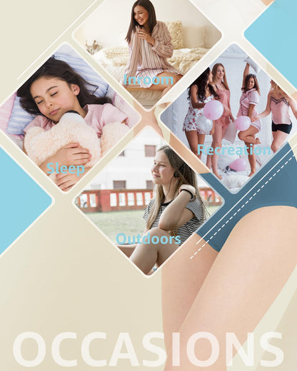 POPKOK Teen Girls Cotton Underwear Mid Waist Brief Panties 6 pack