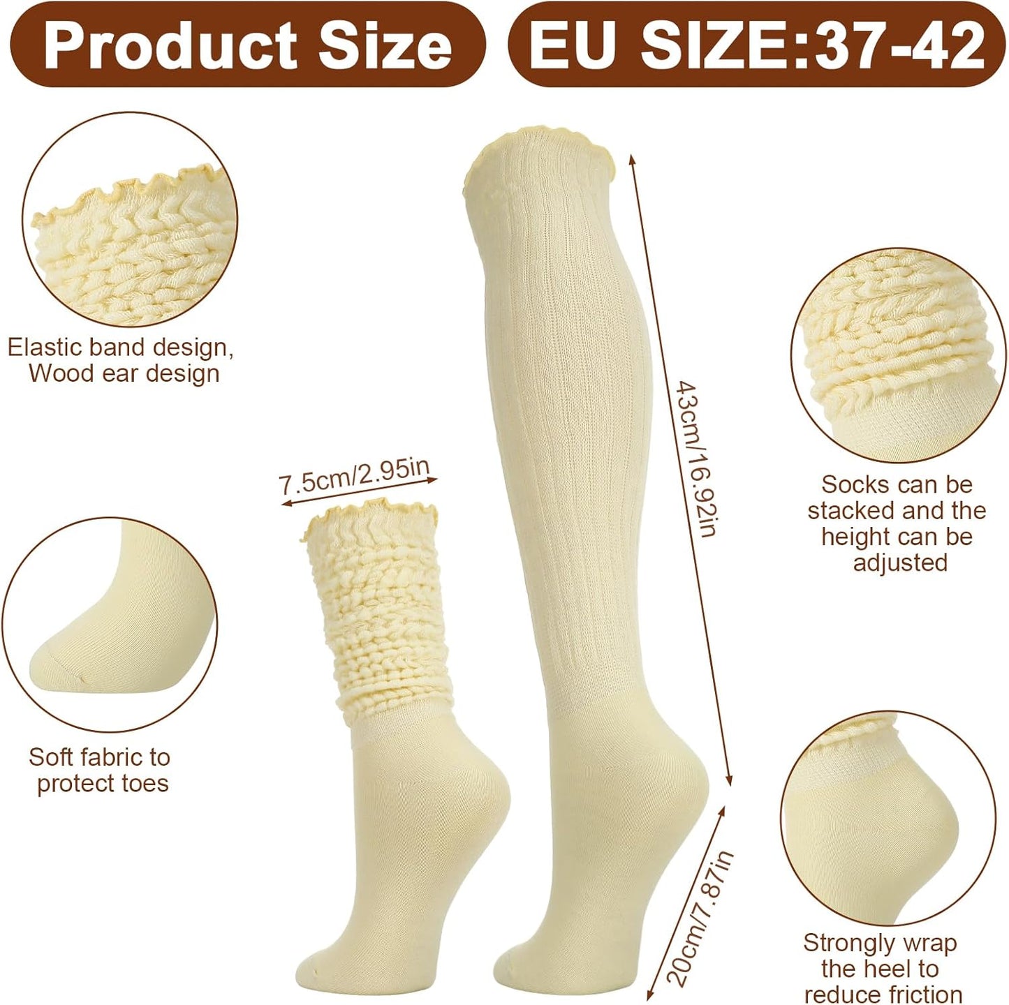 Jspupifip Slouch Socks for Women, Neon Sock 80s Breathable Stacked Scrunchy Socks Extra Long Knit Knee High Scrunch Sock