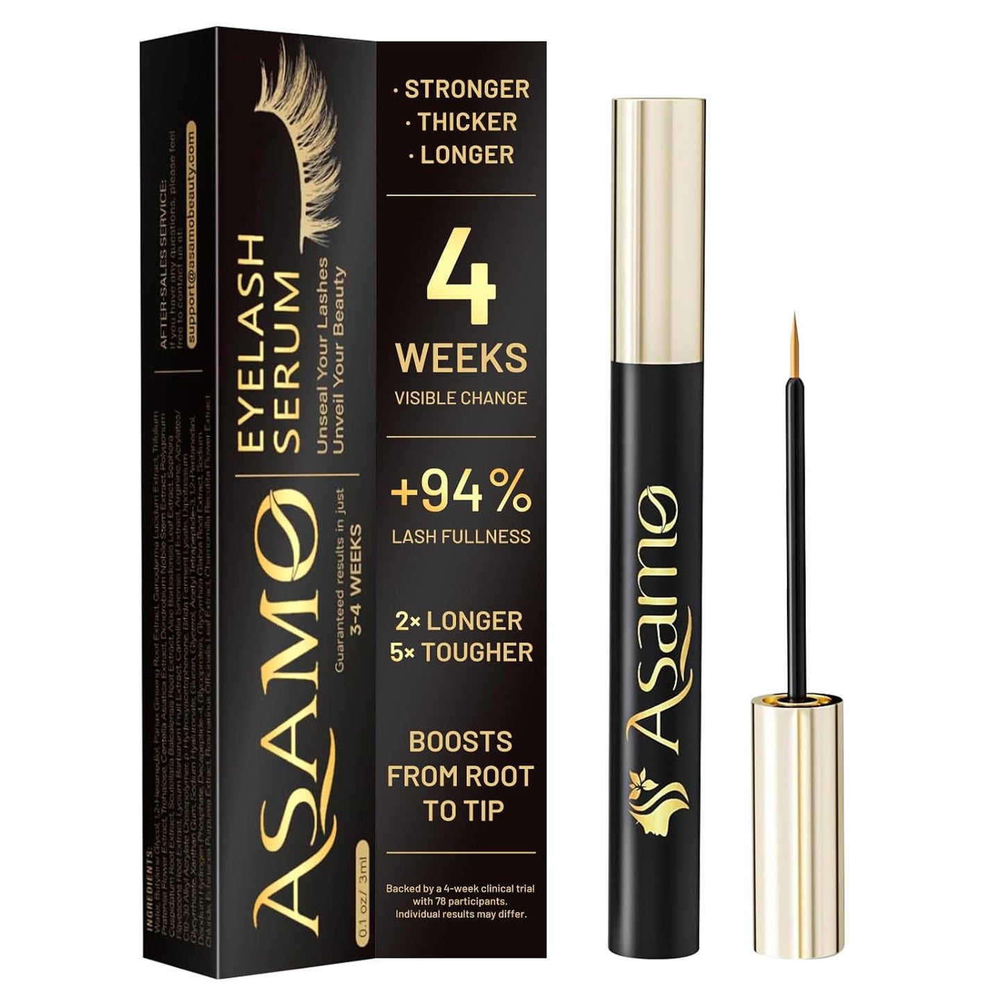 Eyelash Growth Serum - Natural Lash Enhancer with 15 Botanical Extracts - Advanced Lash Formula for Longer, Thicker, Fuller Looking Lashes - Oil-Free, Hypoallergenic & Gentle - 3ml
