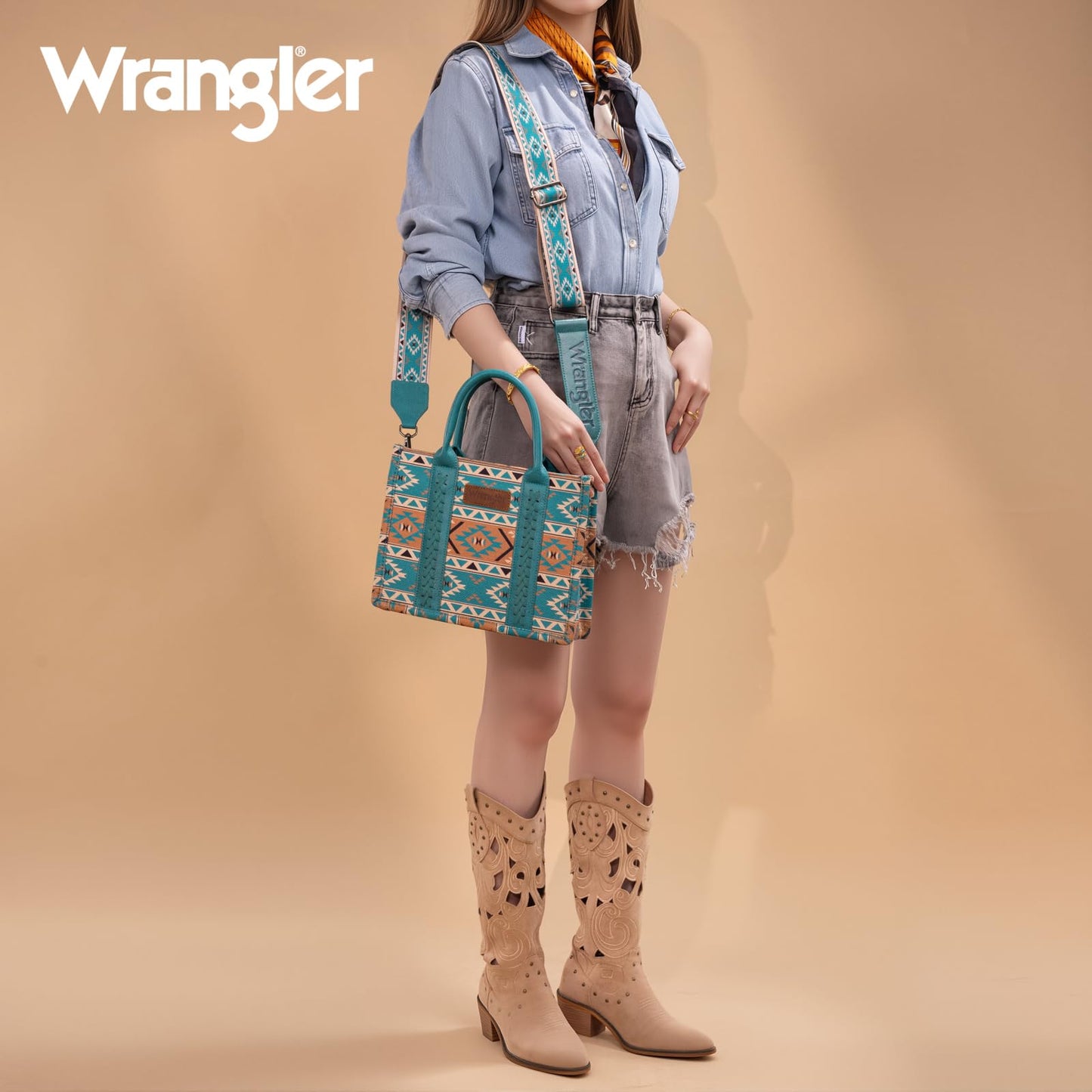 Wrangler Aztec Tote Bag for Women Boho Shoulder Purses and Handbags