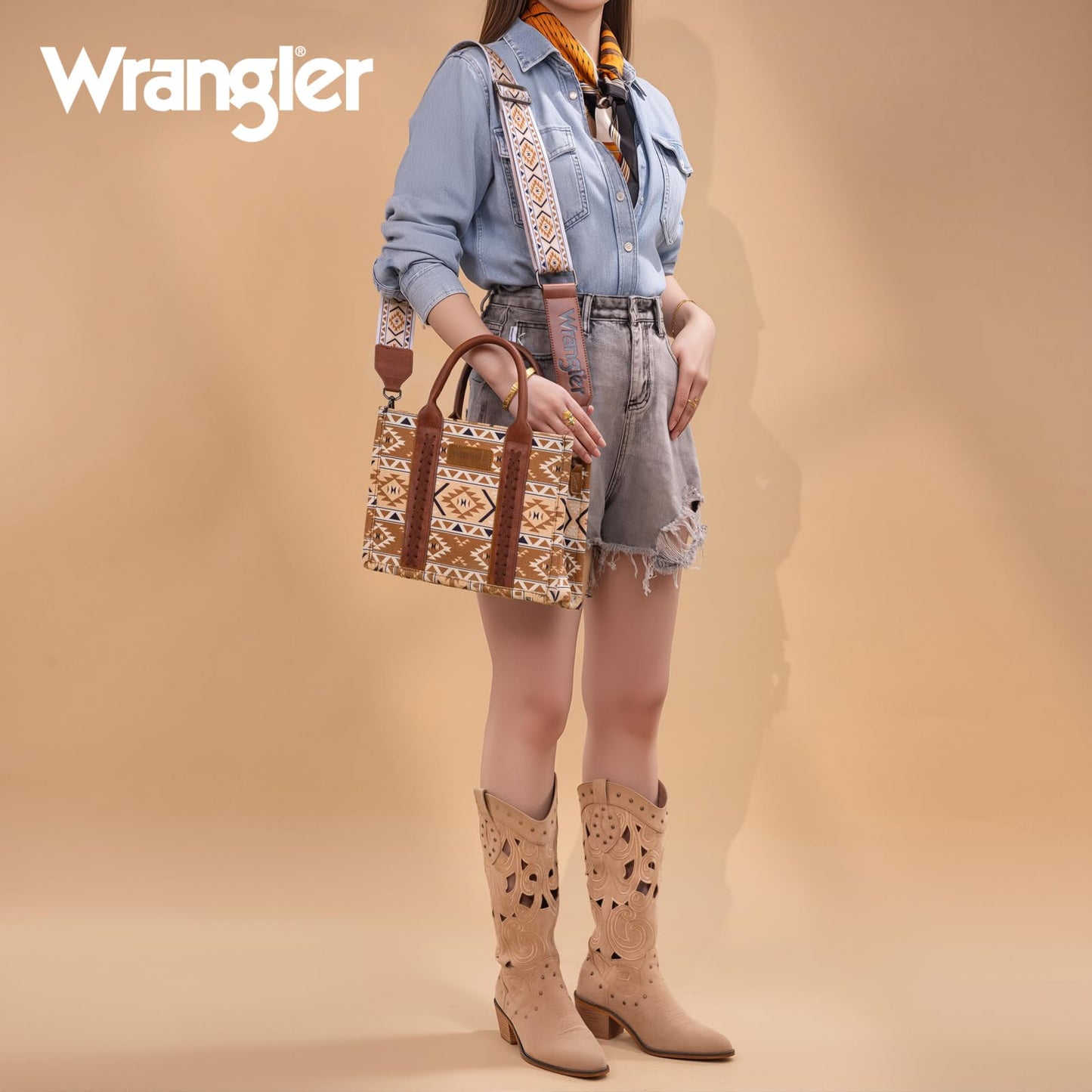 Wrangler Aztec Tote Bag for Women Boho Shoulder Purses and Handbags
