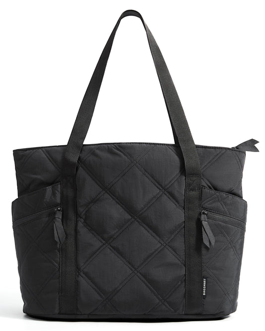BAGSMART Crush Tote Bag for Women, 20L Puffer Work Tote with Zipper, Travel Essentials Quilted Nurse Hospital Bag