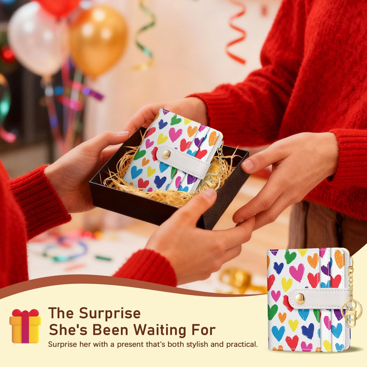 Black Cat Floral Rfid Women Wallet, Small Slim Thin Credit Card Wallet, PU Leather Bifold Cash Zipper Coin Pocket ID Window for Female Ladies Teen Girls Girly