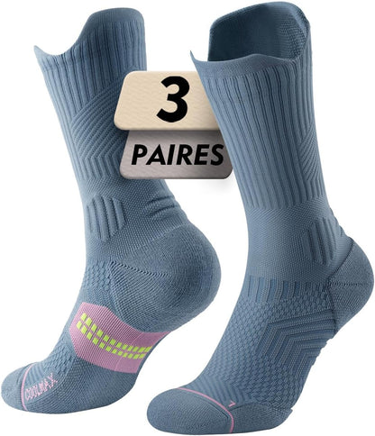 Womens Coolmax Bamboo Viscose Compression Running Crew Socks, Moisture-Wicking Anti-Blister Hiking&Gym Athletic