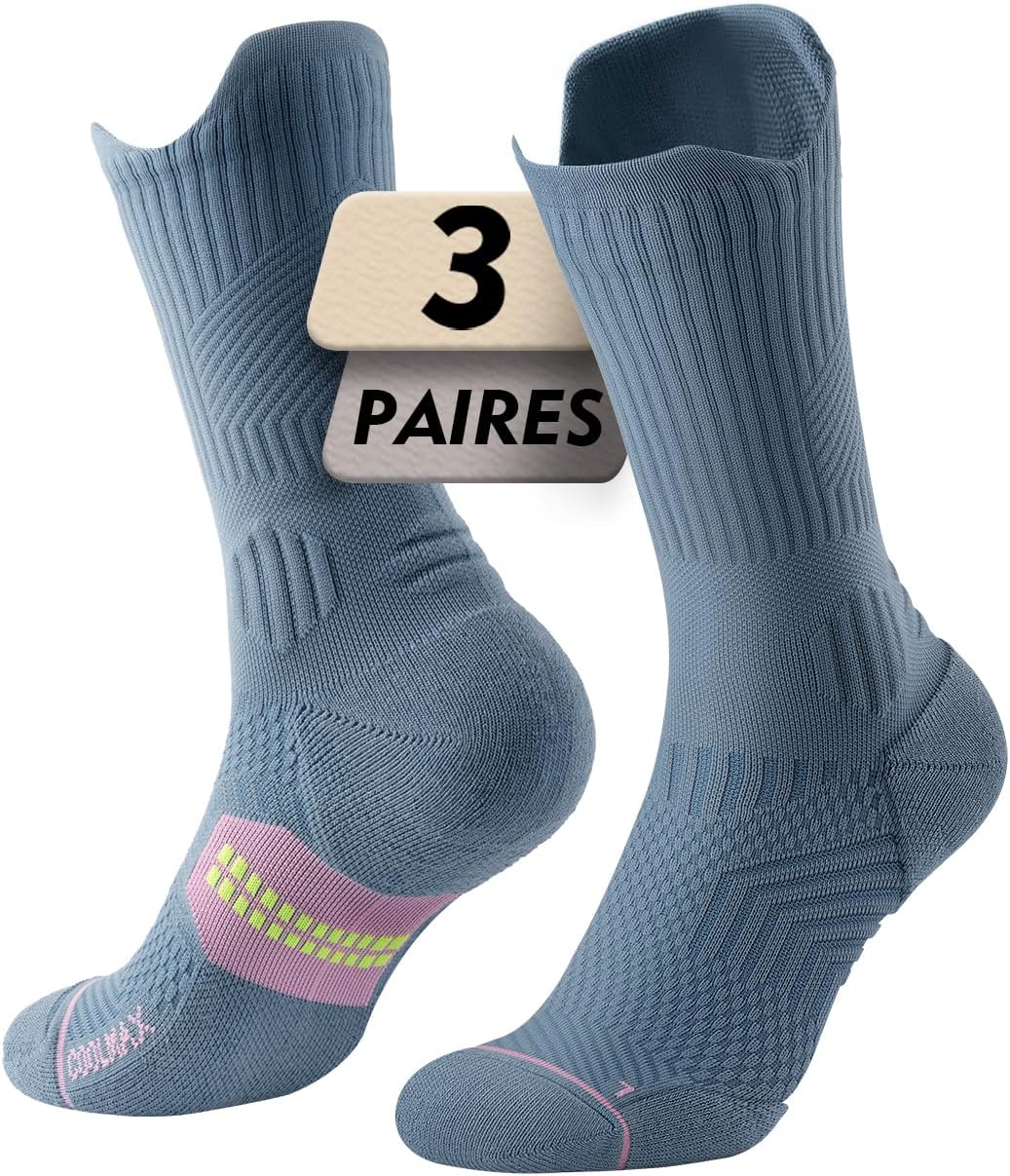 Womens Coolmax Bamboo Viscose Compression Running Crew Socks, Moisture-Wicking Anti-Blister Hiking&Gym Athletic