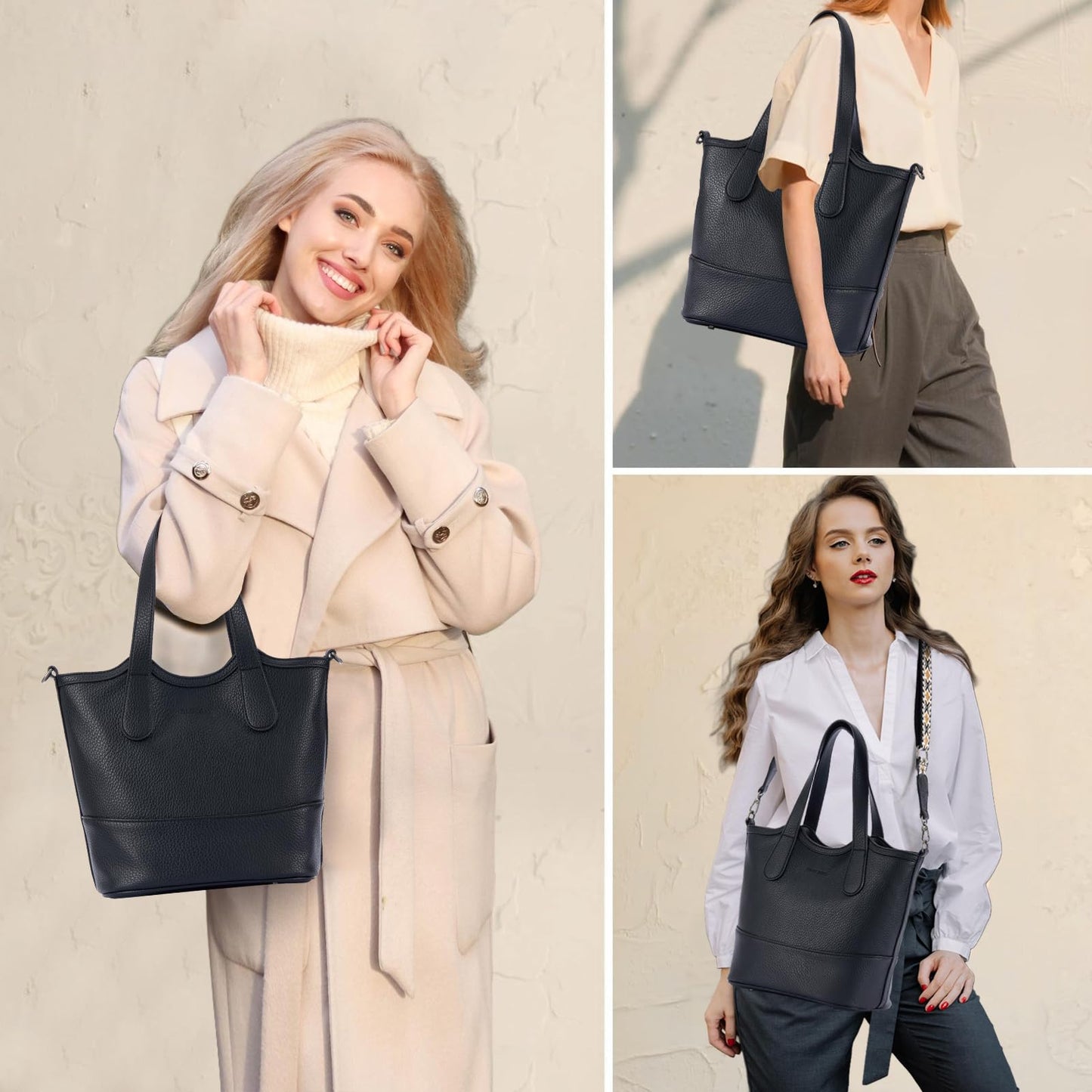 Top Handle Crossbody Bags for Women,Vegan Leather Bucket Purses for Women,Satchel Handbag with 2 Bottle Holder Pocket