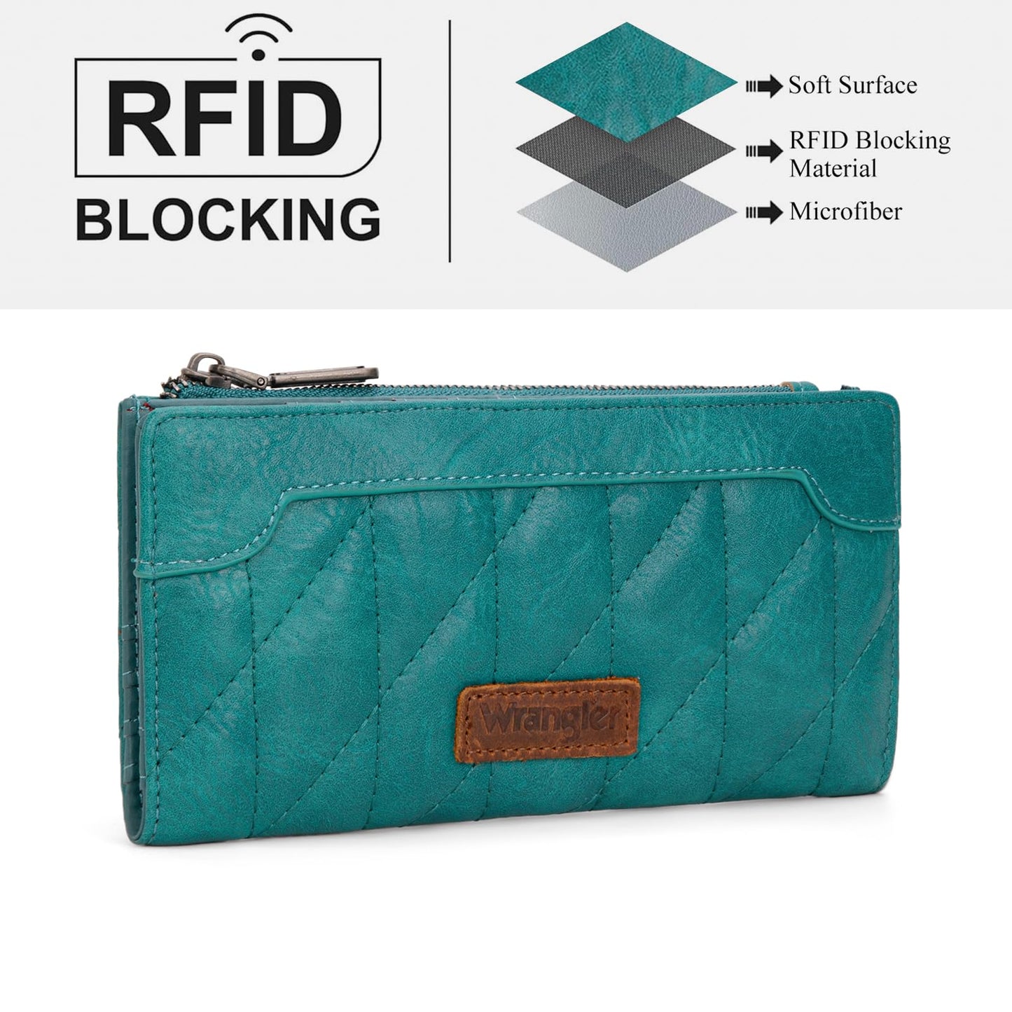 Wrangler Cow Print Wallets Womens Bifold Credit Card Wallet Women's Wallets, Card Cases & Money Organizers Brown Wallet for Women Ladies Female Cash Wallett with Smooth Zipper