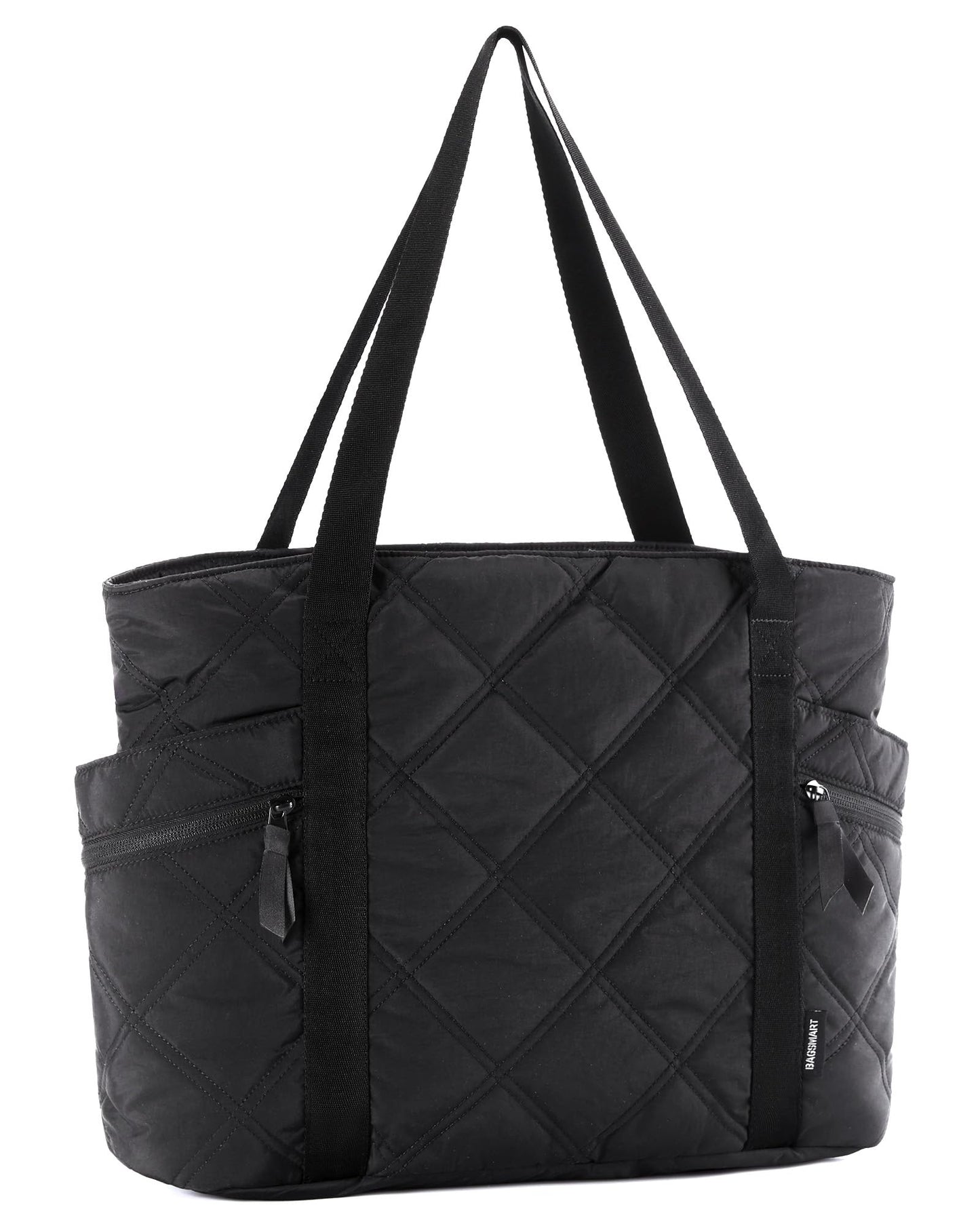BAGSMART Crush Tote Bag for Women, 20L Puffer Work Tote with Zipper, Travel Essentials Quilted Nurse Hospital Bag