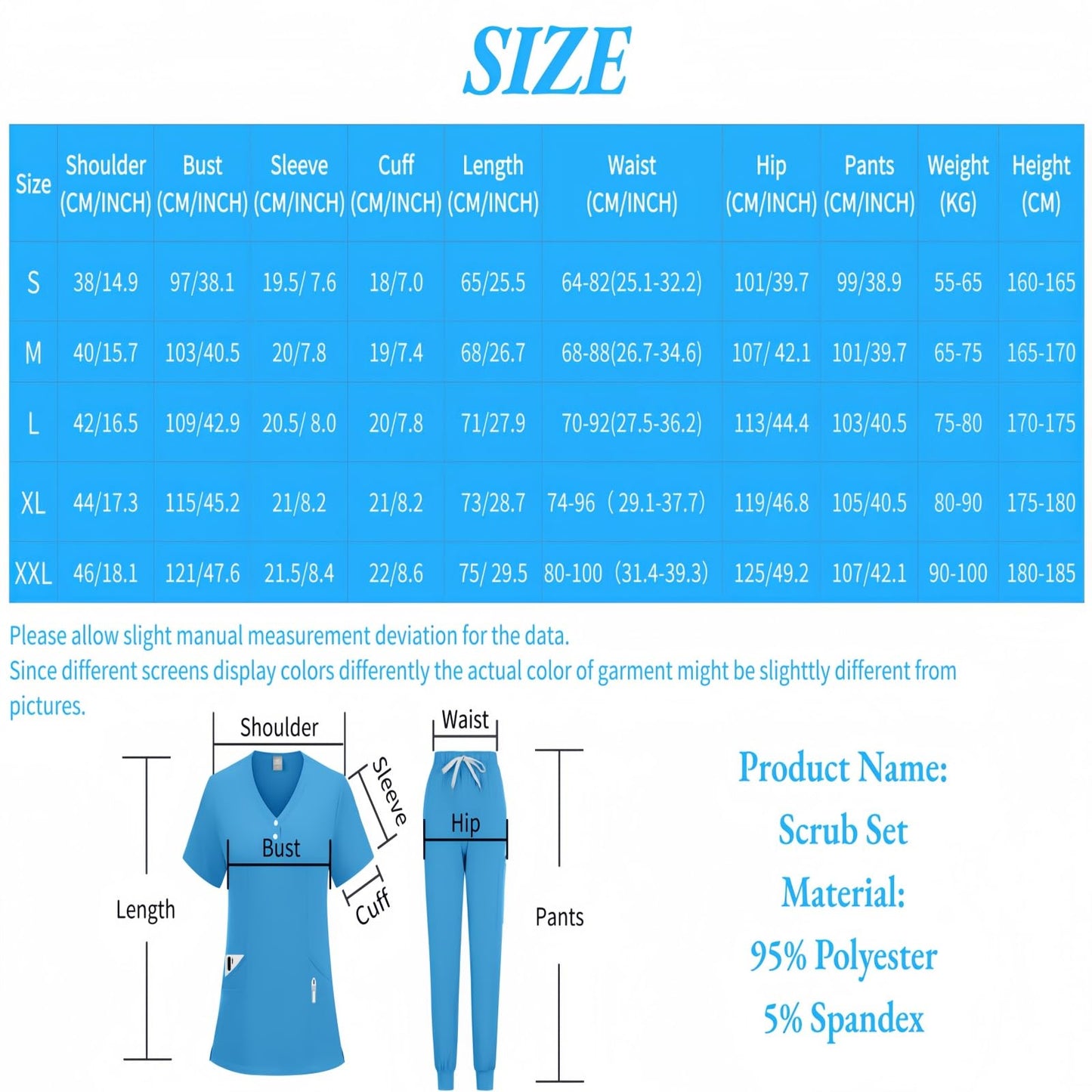 V-neck medical nurse uniform set, hospital work clothes, suitable for nurses, dentists, veterinarians，beautician