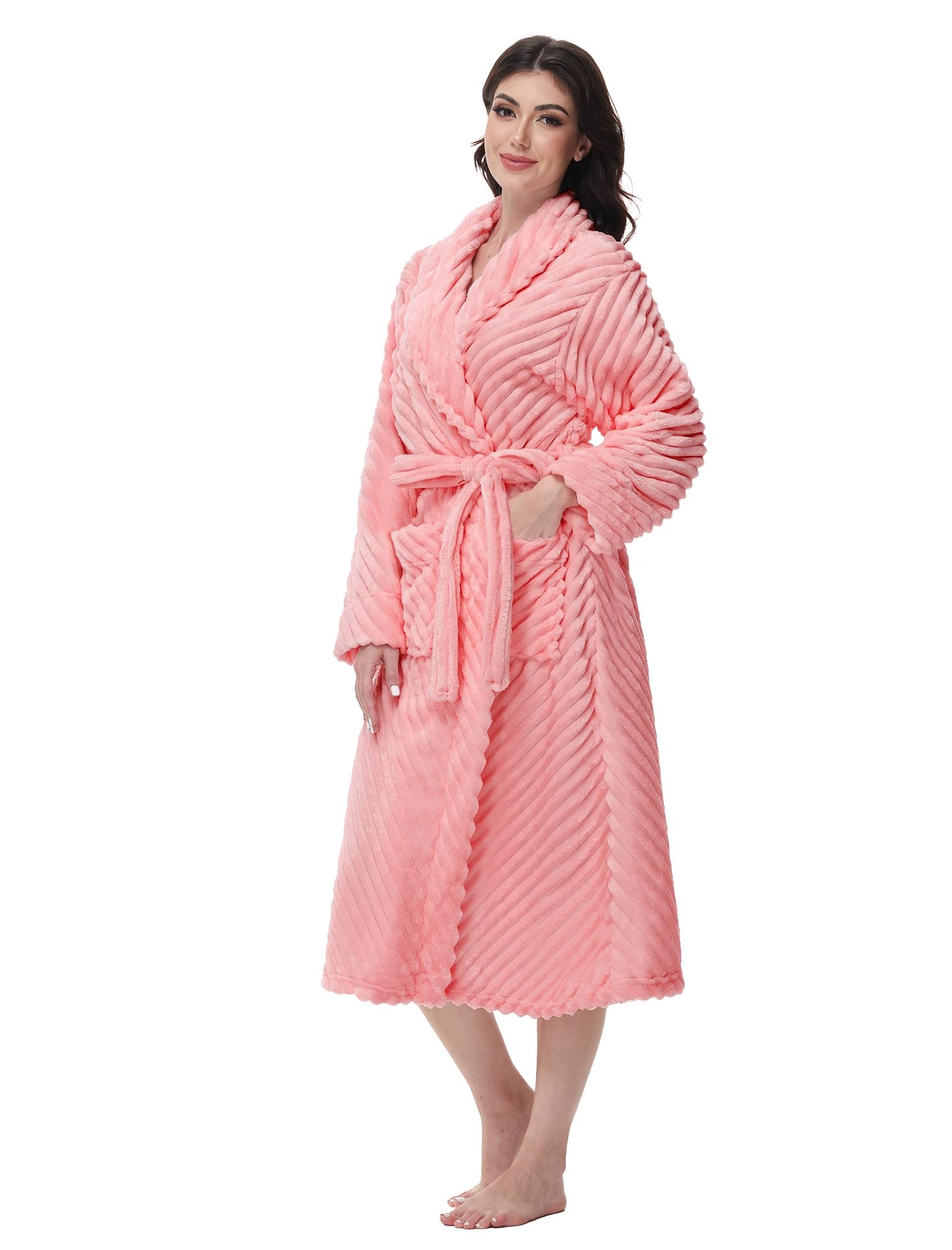 Yurhap Premium Robes for Women - Super Soft Cozy Fleece Womens Robe Plush Long Bathrobe