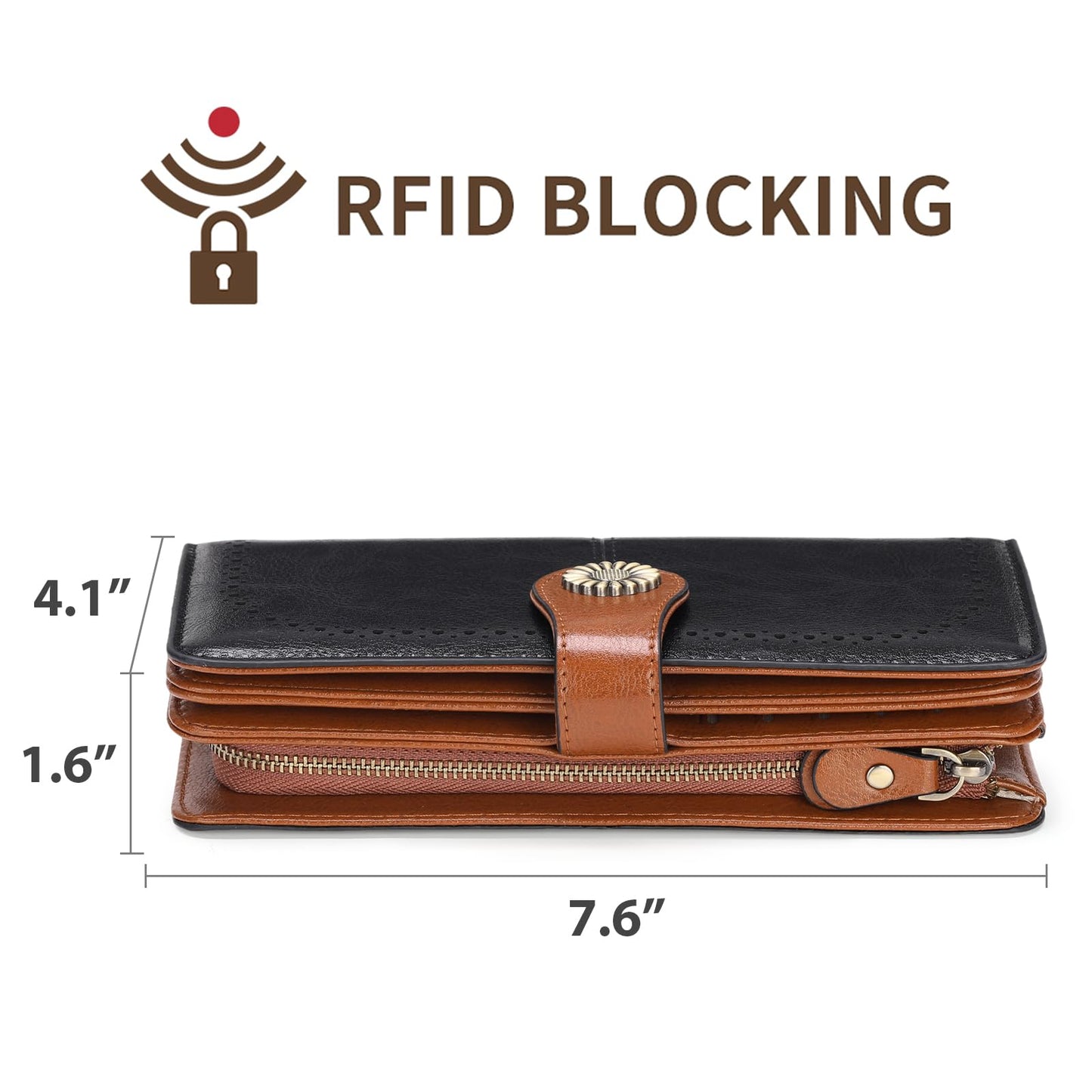 SENDEFN Wallets for Women Leather Credit Card Holder with RFID Blocking Large Capacity Wristlet