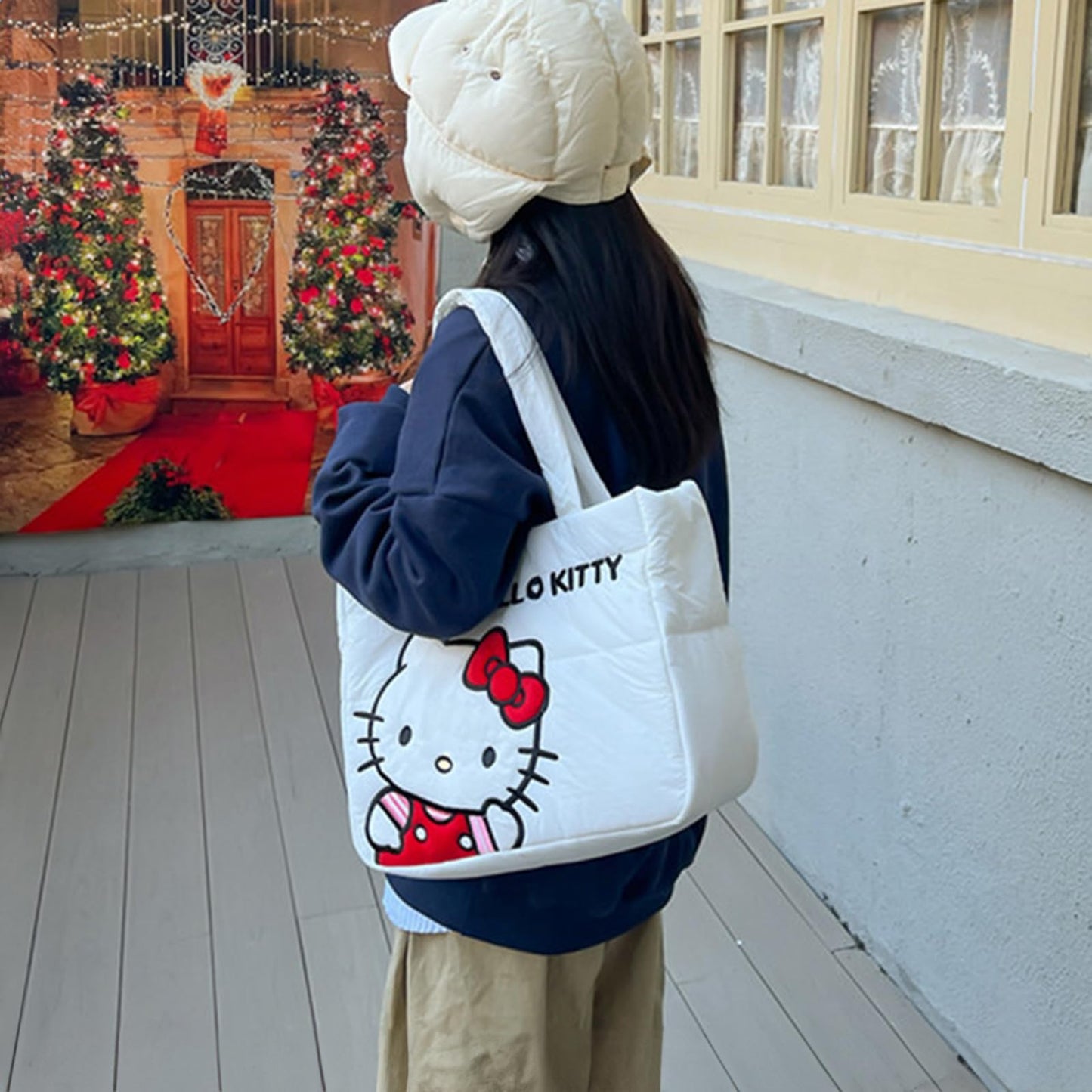 Puffer Tote Bag for Women, Cartoon Quilted Handbag, Lightweight puffy Shoulder Bags Purse, for Work Travel Gym Shop