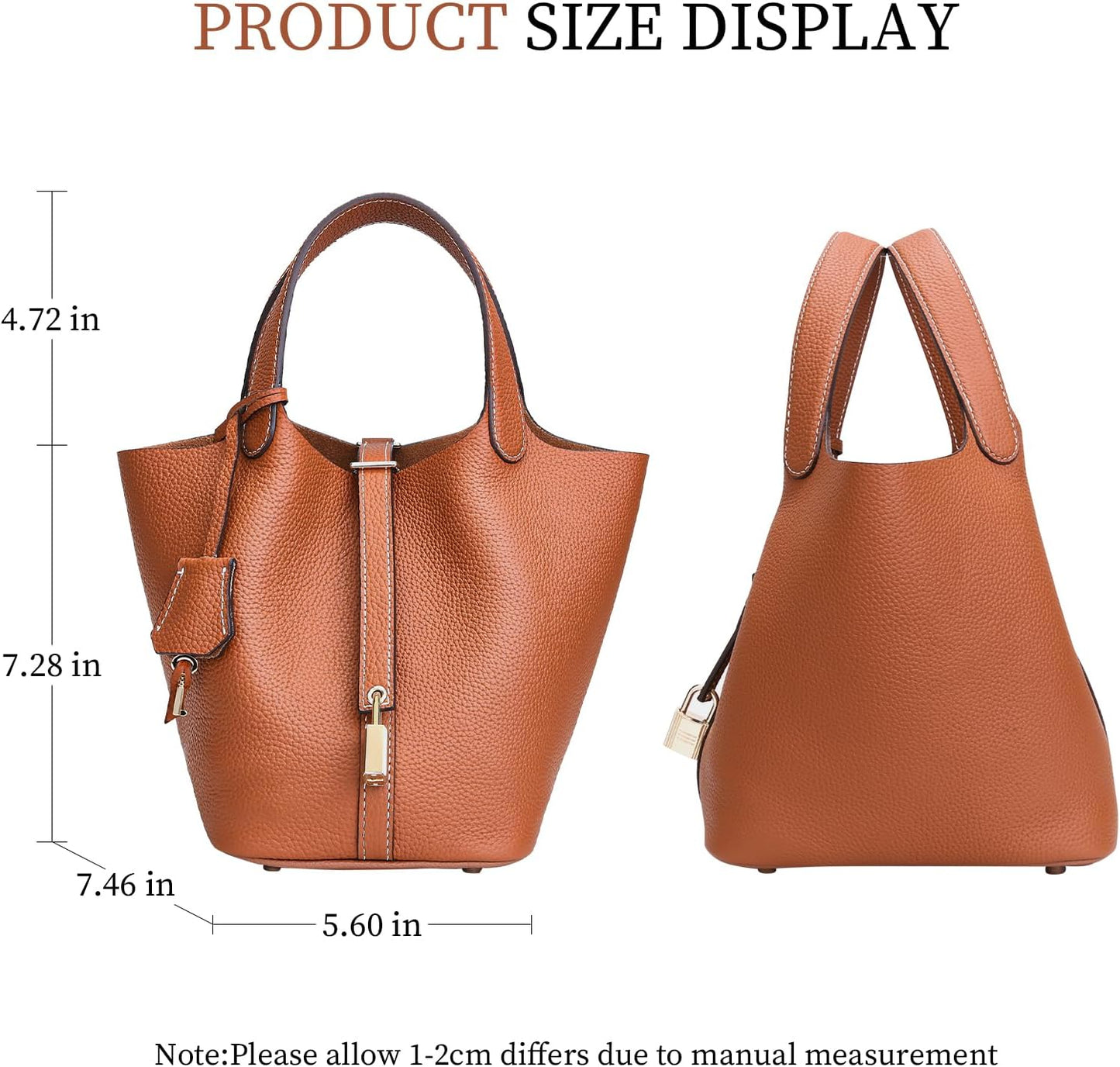 Designer Leather Bucket Bags for Women: Trendy Genuine Leather Tote Purses - Luxury Satchel Top-Handle Handbags for Travel