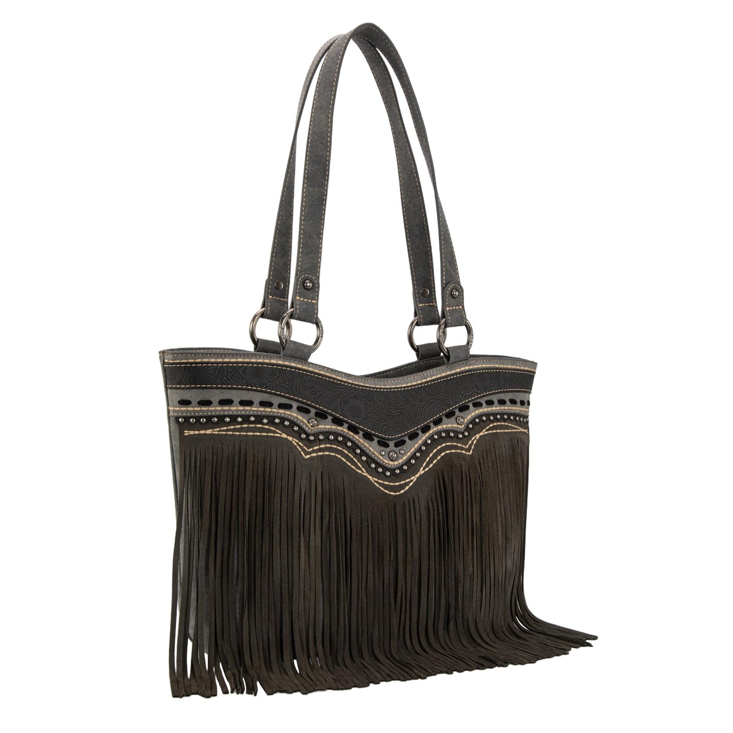 Montana West Western Tote Bag for Women Tooled Fringe Purse and Handbag with Wallet