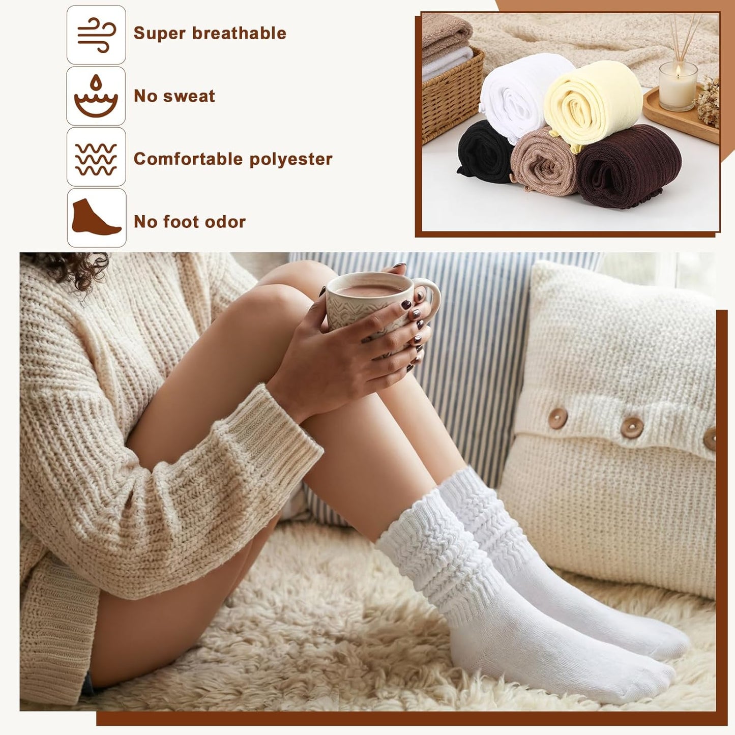Jspupifip Slouch Socks for Women, Neon Sock 80s Breathable Stacked Scrunchy Socks Extra Long Knit Knee High Scrunch Sock