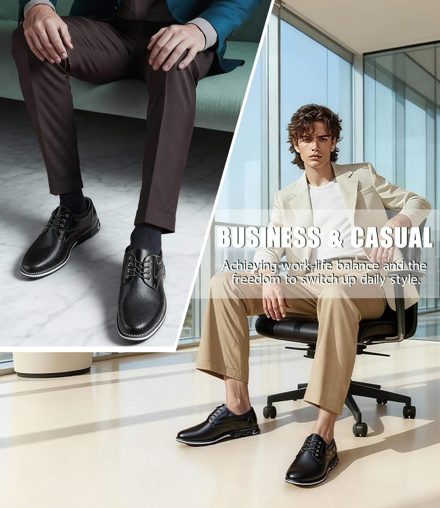 Men's Casual Dress Shoes Comfort, Fashion Dress Sneakers Men, Superior Soft Leather Mens Oxford Business Casual Shoe