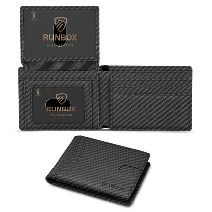 RUNBOX Wallet for Men Slim Rfid Leather 2 ID Window With Gift Box
