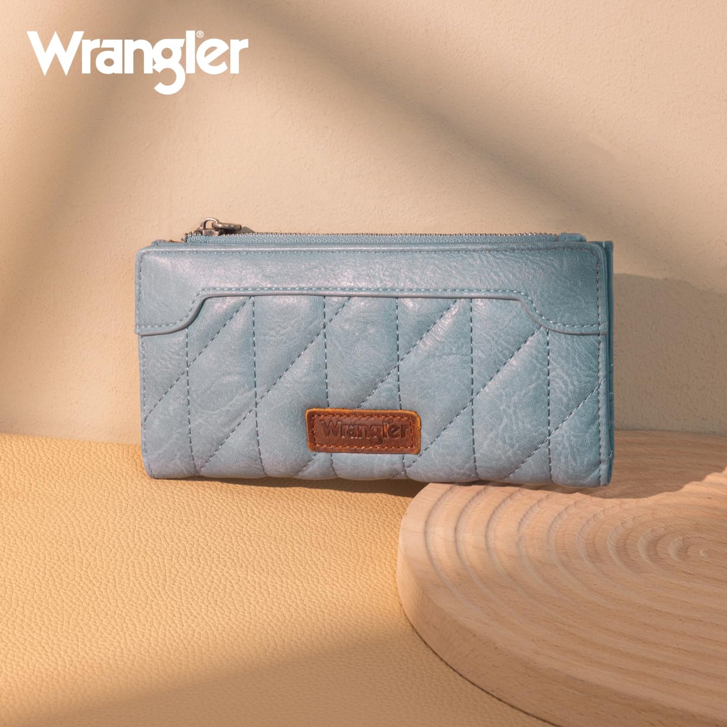 Wrangler Cow Print Wallets Womens Bifold Credit Card Wallet Women's Wallets, Card Cases & Money Organizers Brown Wallet for Women Ladies Female Cash Wallett with Smooth Zipper