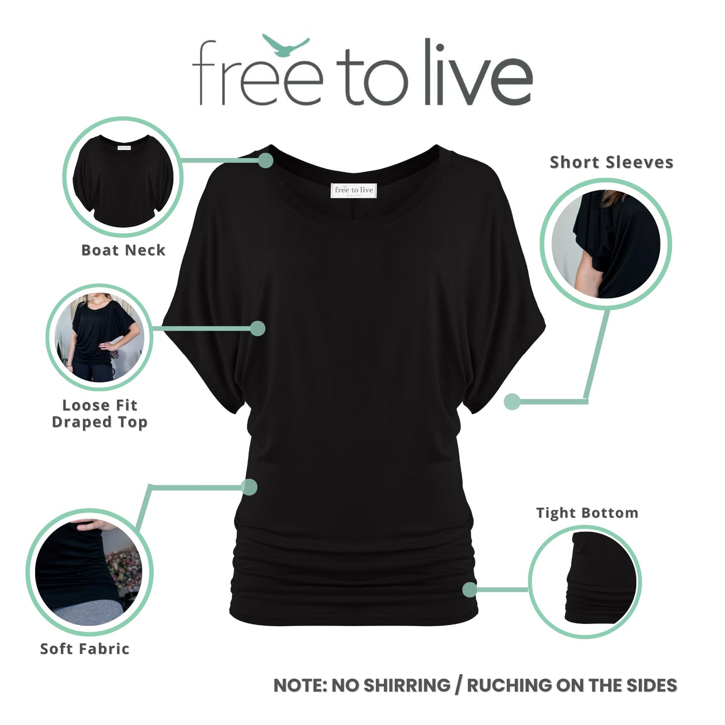 Free to Live 3 Pack Dolman Sleeve Tunic Dressy Business Casual Tops for Women Short Sleeve Shirts Work Outfits Travel Clothes