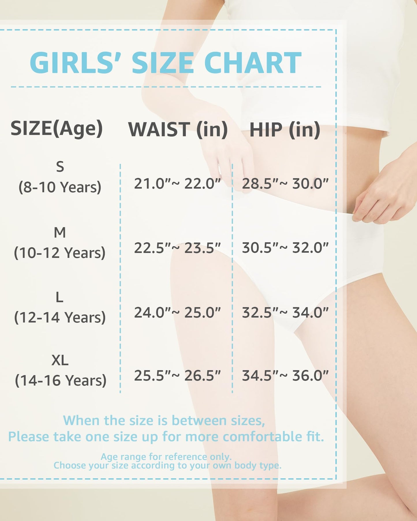 POPKOK Teen Girls Cotton Underwear Mid Waist Brief Panties 6 pack