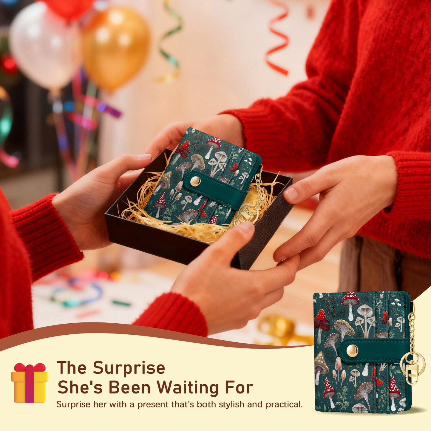 Black Cat Floral Rfid Women Wallet, Small Slim Thin Credit Card Wallet, PU Leather Bifold Cash Zipper Coin Pocket ID Window for Female Ladies Teen Girls Girly