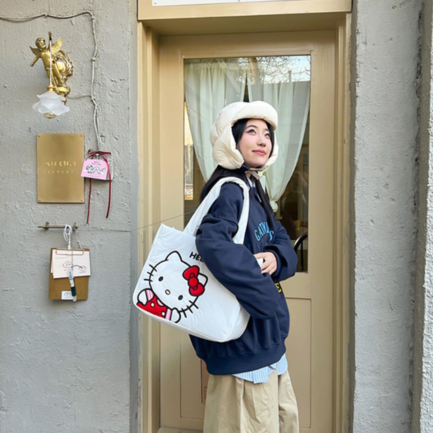 Puffer Tote Bag for Women, Cartoon Quilted Handbag, Lightweight puffy Shoulder Bags Purse, for Work Travel Gym Shop