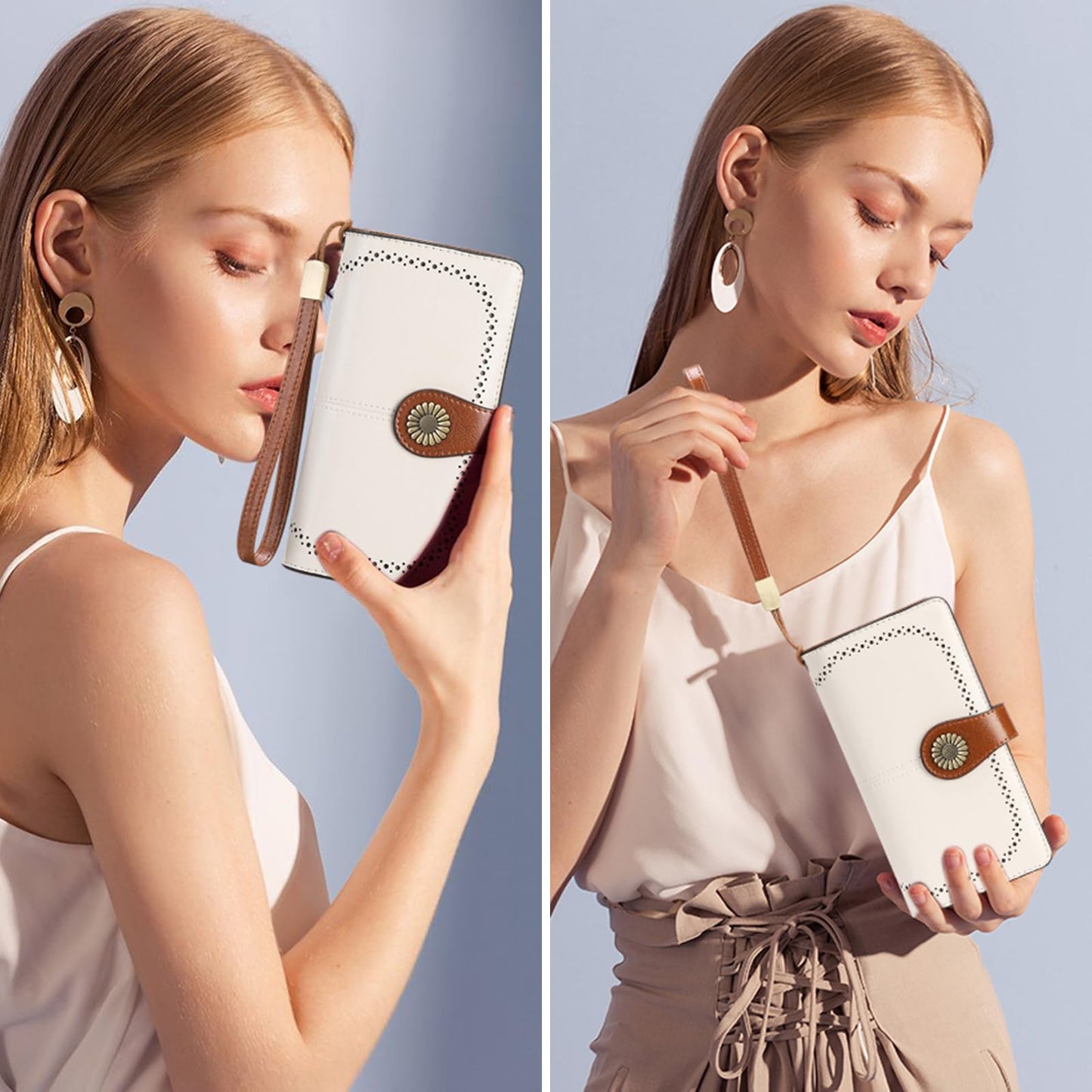 SENDEFN Wallets for Women Leather Credit Card Holder with RFID Blocking Large Capacity Wristlet