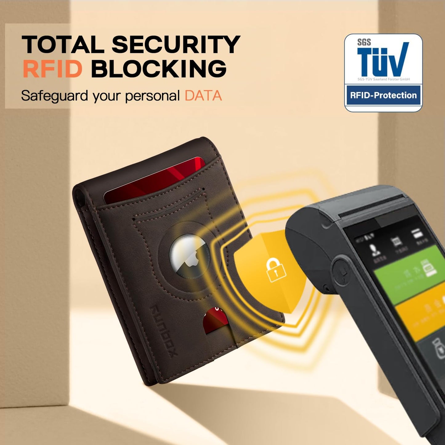 RUNBOX Wallet for Men Slim Rfid Leather 2 ID Window With Gift Box