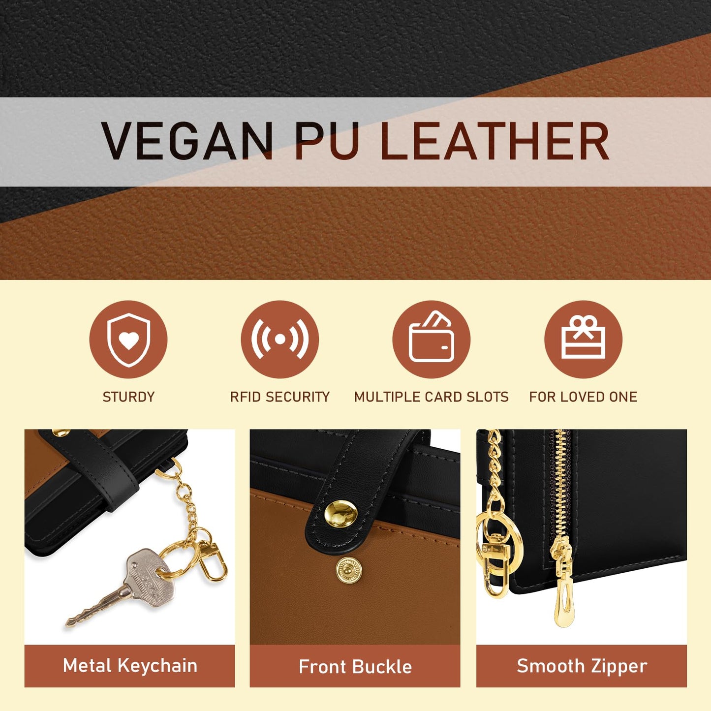 Black Cat Floral Rfid Women Wallet, Small Slim Thin Credit Card Wallet, PU Leather Bifold Cash Zipper Coin Pocket ID Window for Female Ladies Teen Girls Girly