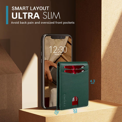 RUNBOX Wallet for Men Slim Rfid Leather 2 ID Window With Gift Box