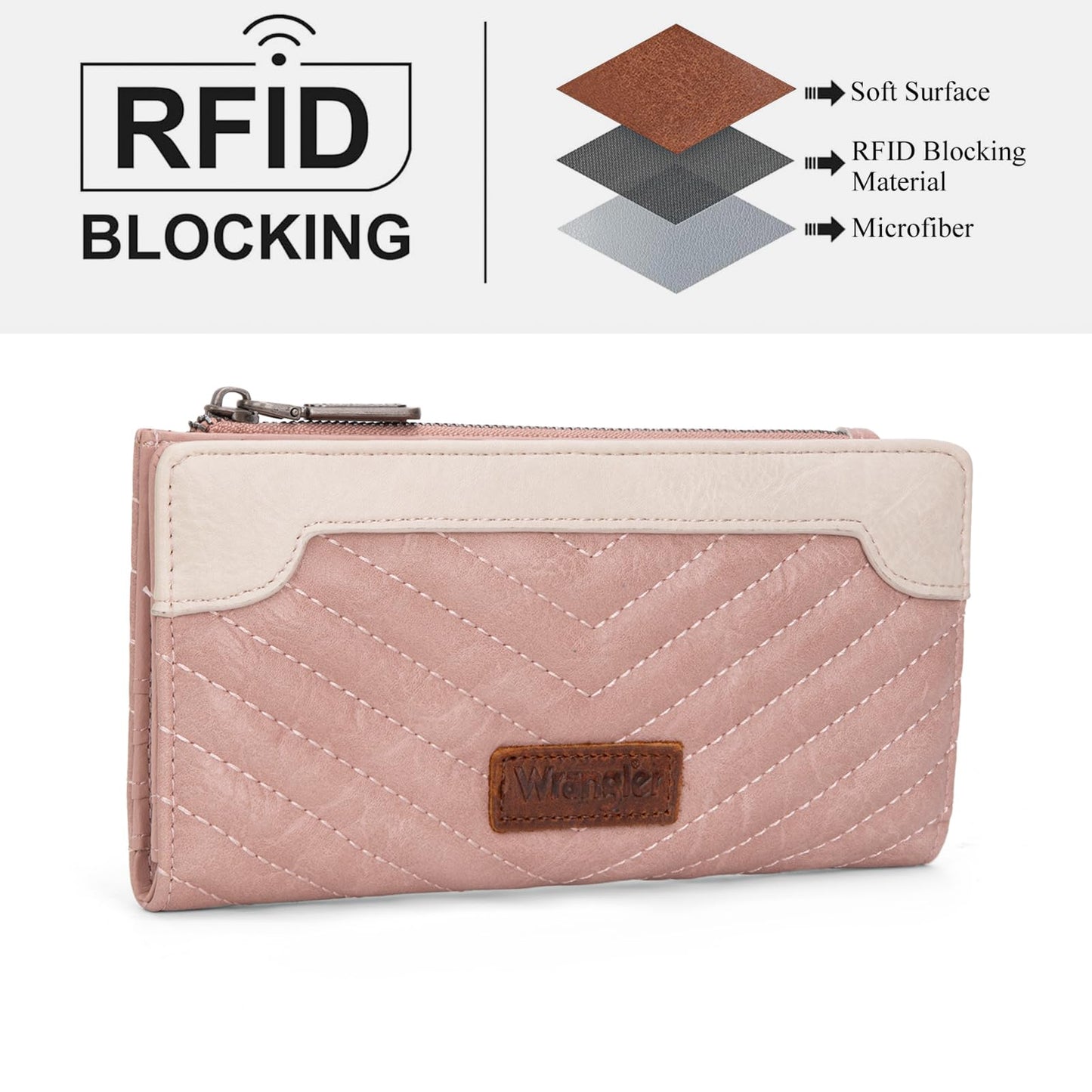 Wrangler Cow Print Wallets Womens Bifold Credit Card Wallet Women's Wallets, Card Cases & Money Organizers Brown Wallet for Women Ladies Female Cash Wallett with Smooth Zipper