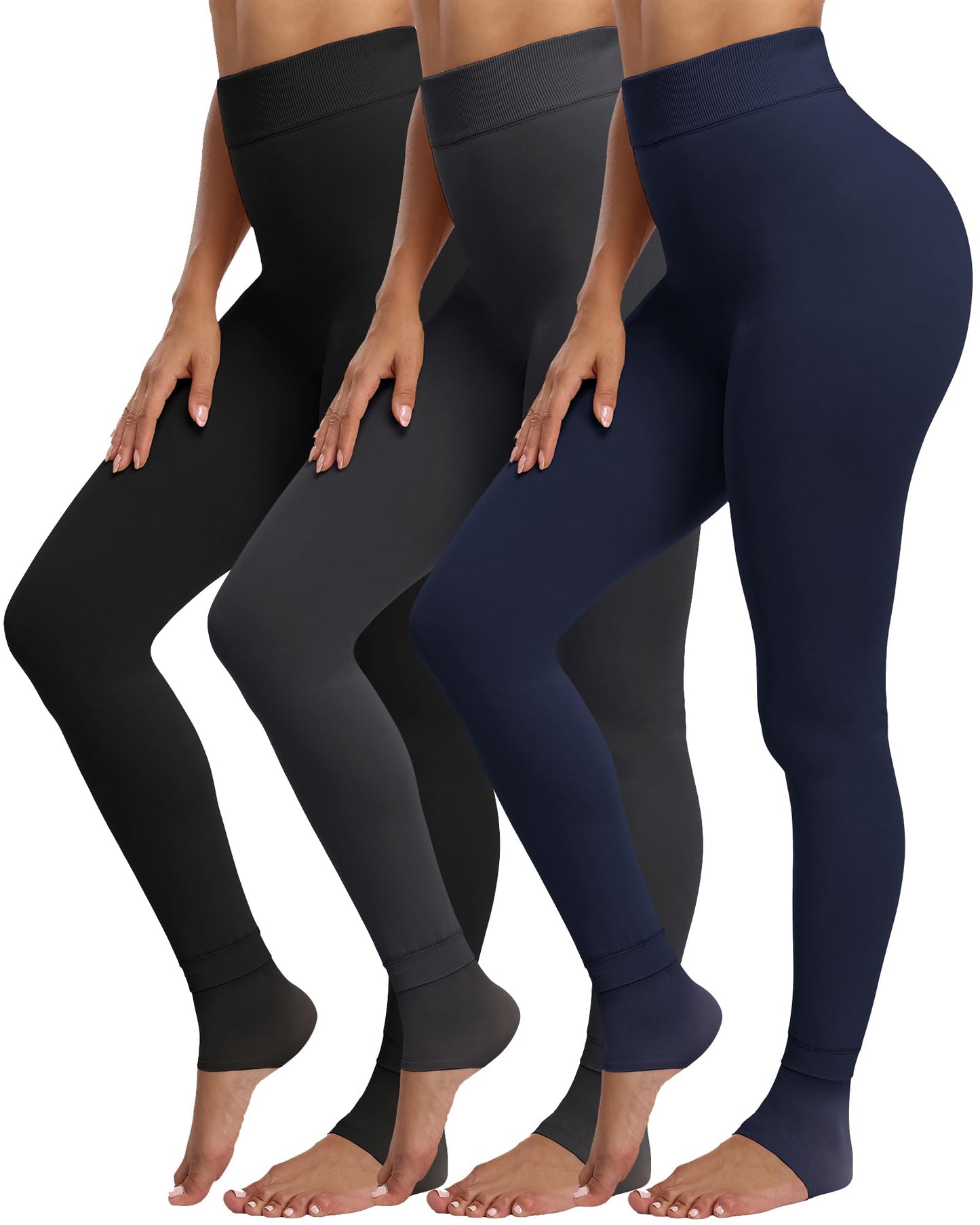 CHRLEISURE Women's Fleece Lined Tights - Fake Sheer Warm Pantyhose Thick Winter Leggings