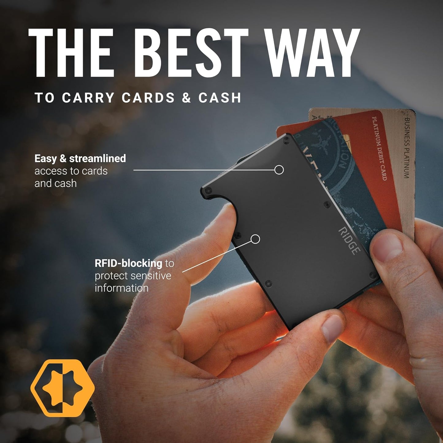 The Ridge Wallet - Slim Minimalist Compact Wallet and Card Holder| RFID Protected Front Pocket Wallets | Integrated Money Clip | Gunmetal