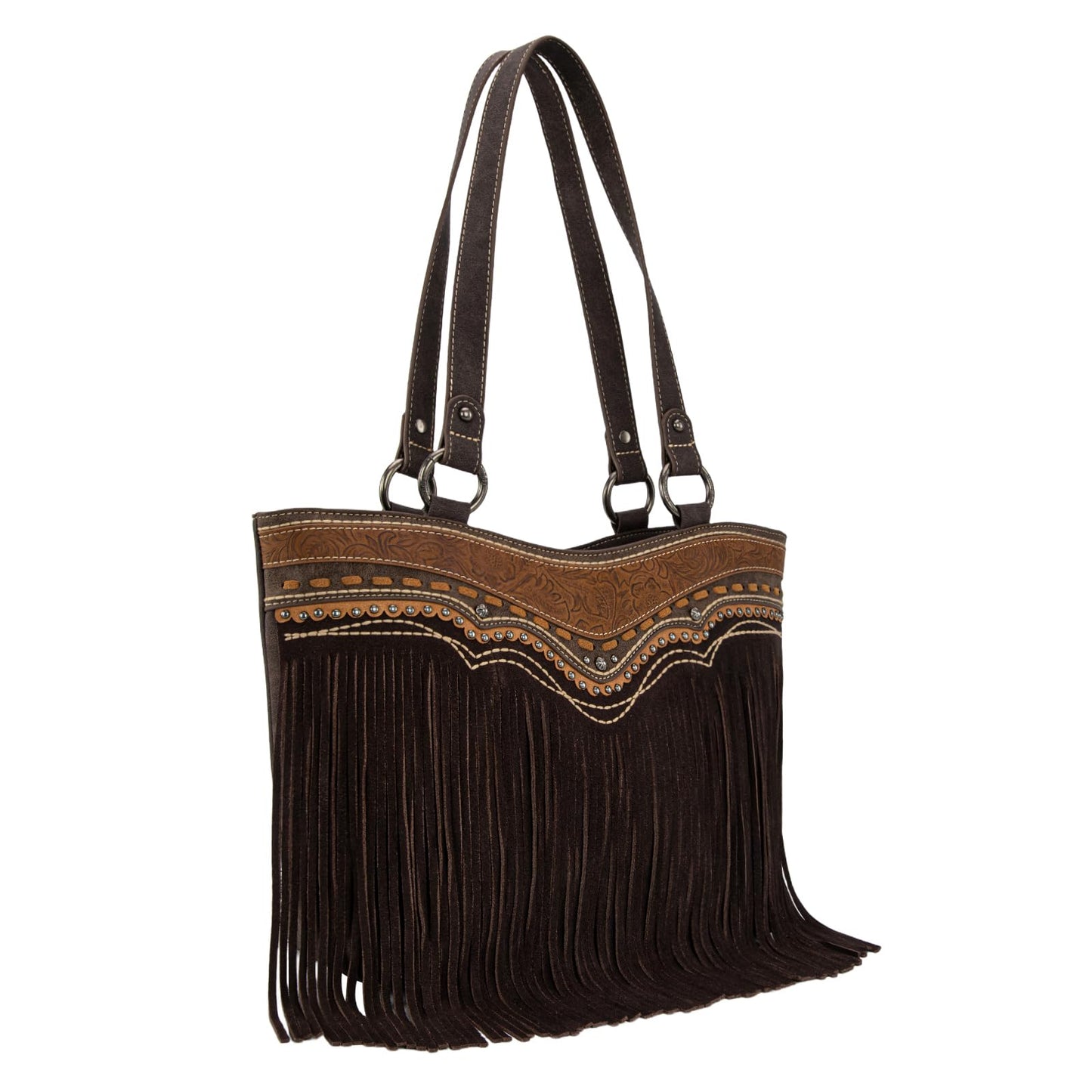 Montana West Western Tote Bag for Women Tooled Fringe Purse and Handbag with Wallet