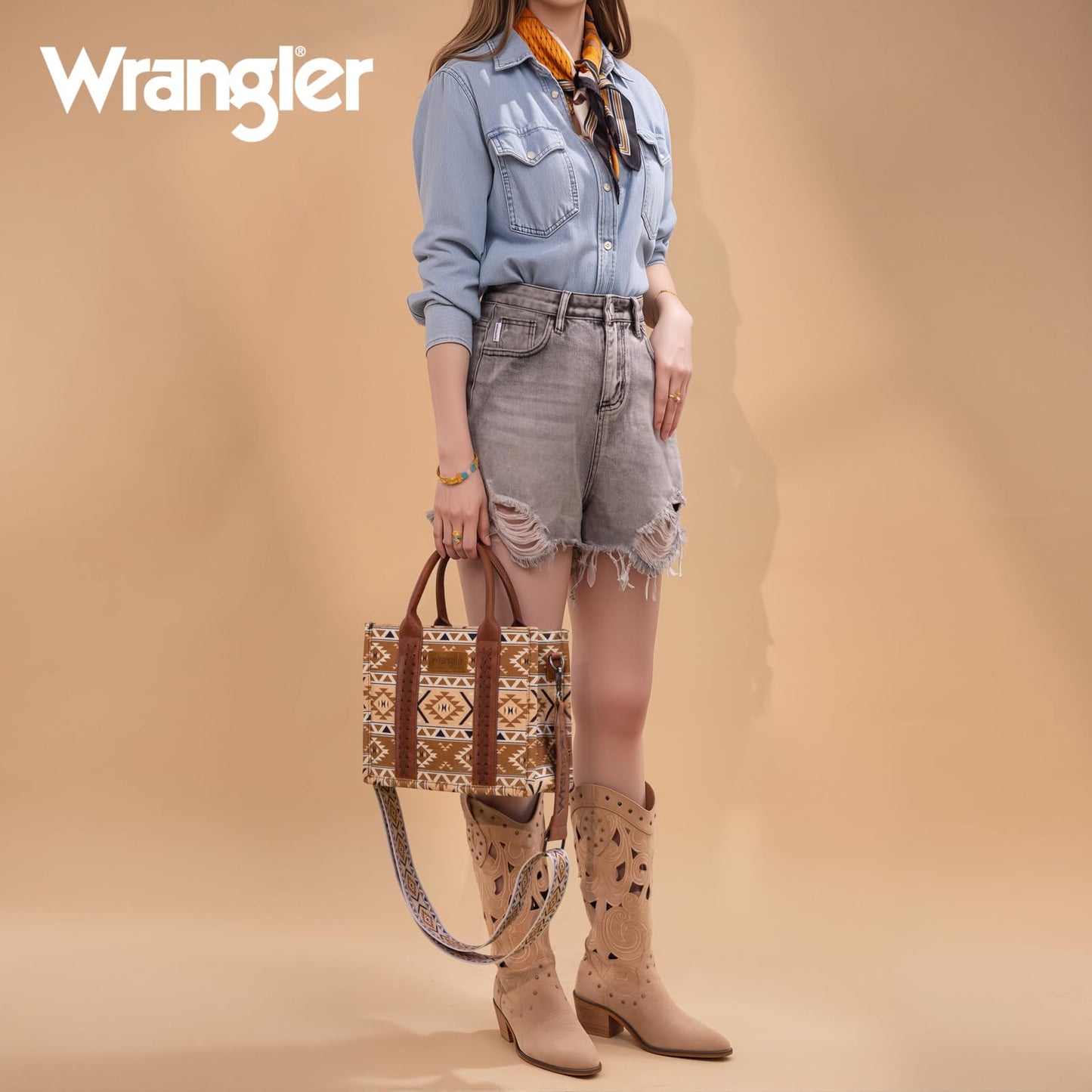 Wrangler Aztec Tote Bag for Women Boho Shoulder Purses and Handbags