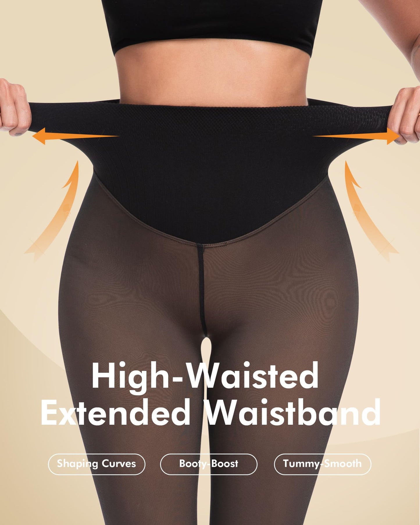 CHRLEISURE Women's Fleece Lined Tights - Fake Sheer Warm Pantyhose Thick Winter Leggings