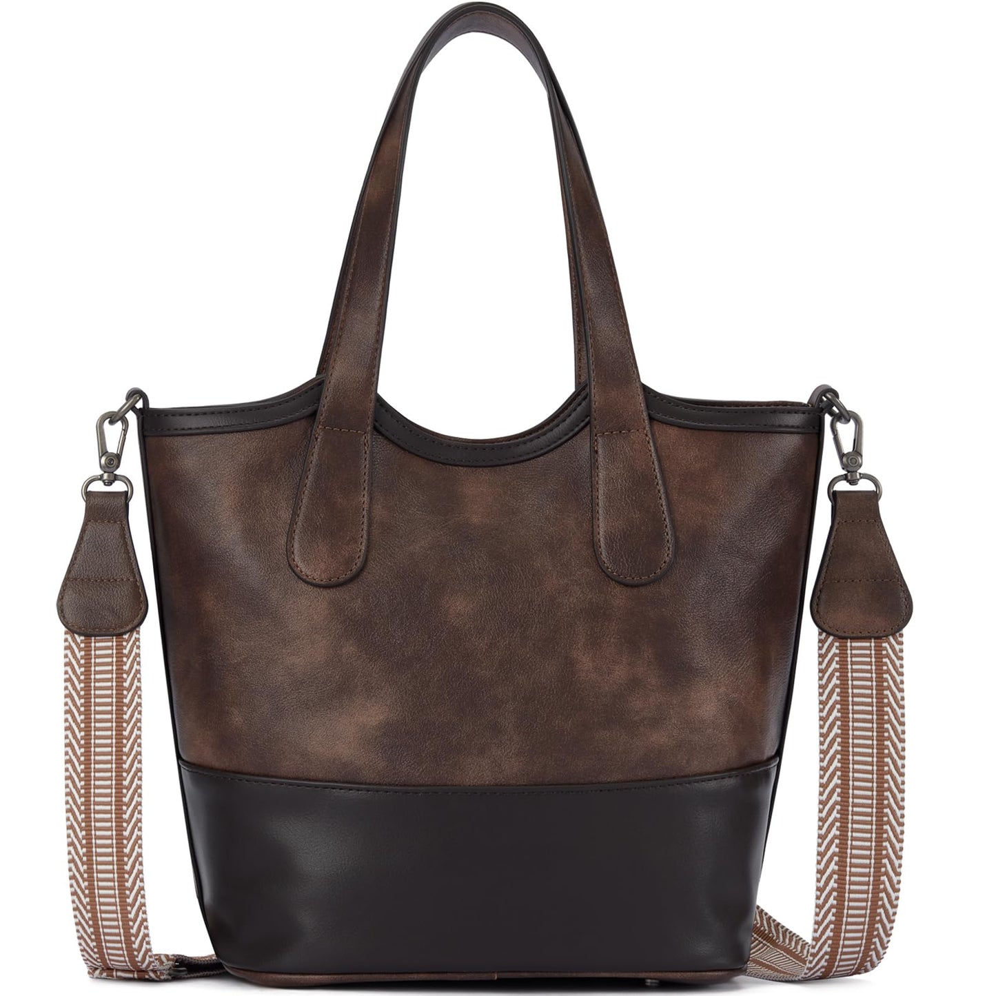 Top Handle Crossbody Bags for Women,Vegan Leather Bucket Purses for Women,Satchel Handbag with 2 Bottle Holder Pocket