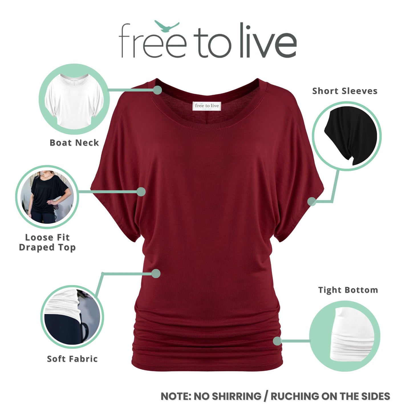 Free to Live 3 Pack Dolman Sleeve Tunic Dressy Business Casual Tops for Women Short Sleeve Shirts Work Outfits Travel Clothes