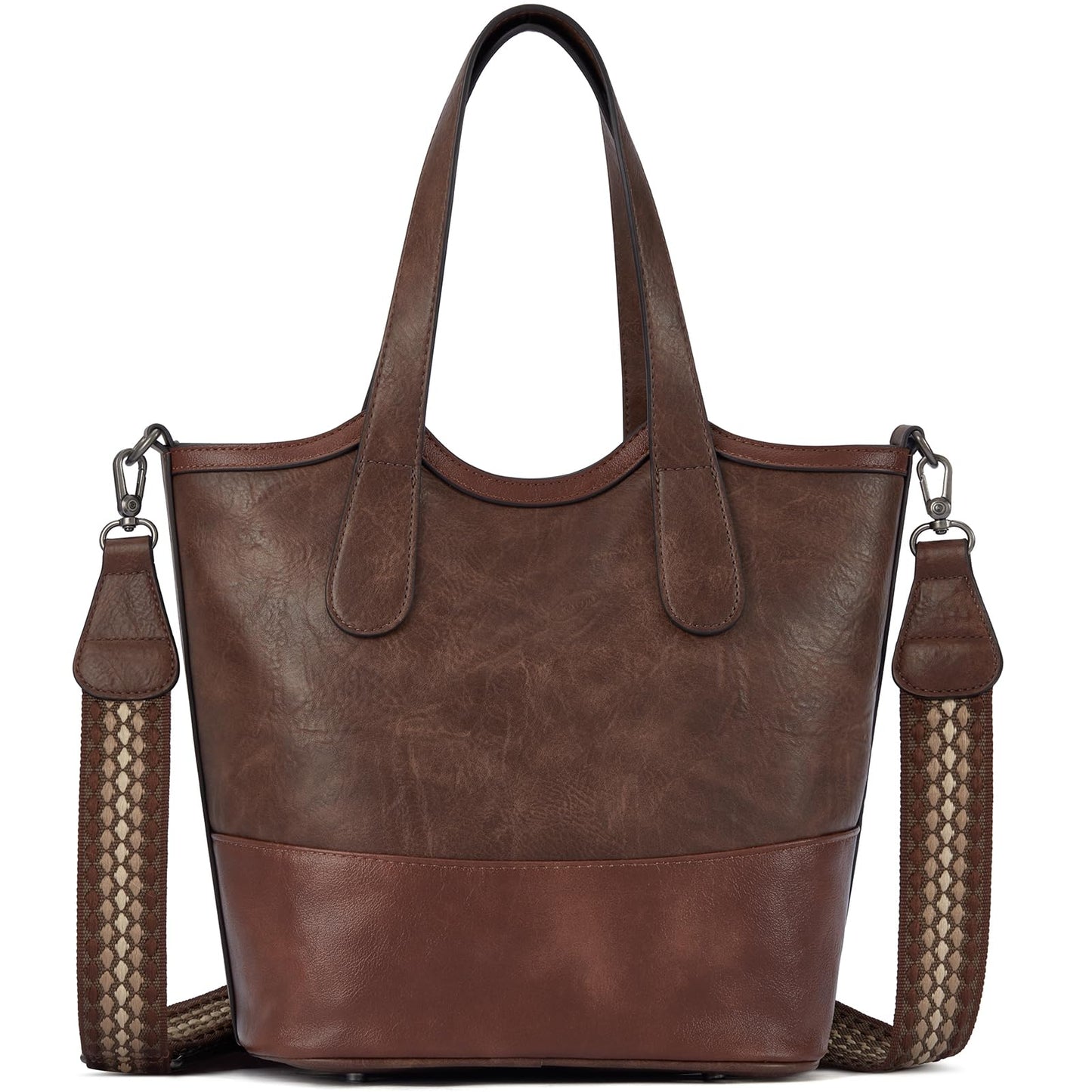 Top Handle Crossbody Bags for Women,Vegan Leather Bucket Purses for Women,Satchel Handbag with 2 Bottle Holder Pocket