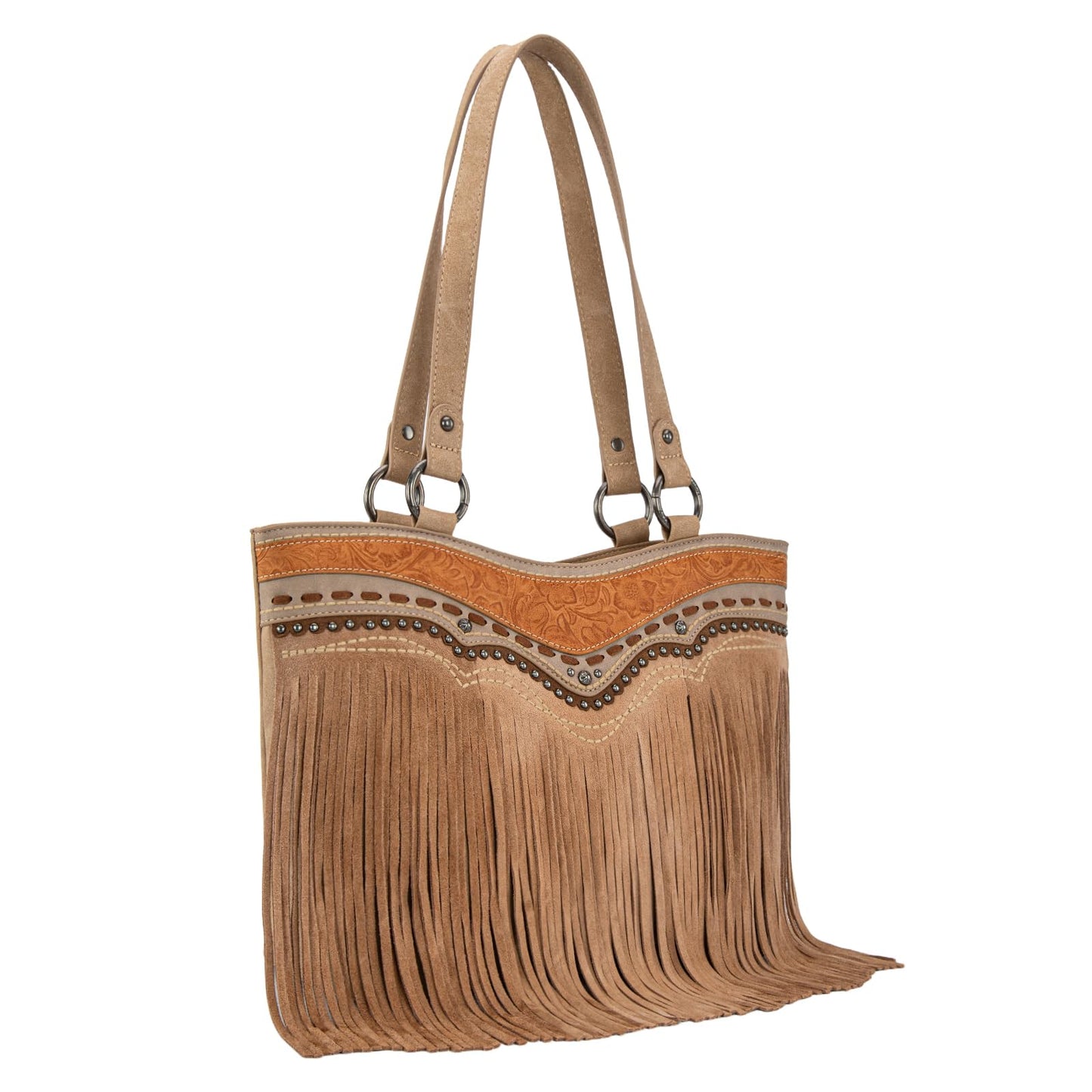 Montana West Western Tote Bag for Women Tooled Fringe Purse and Handbag with Wallet