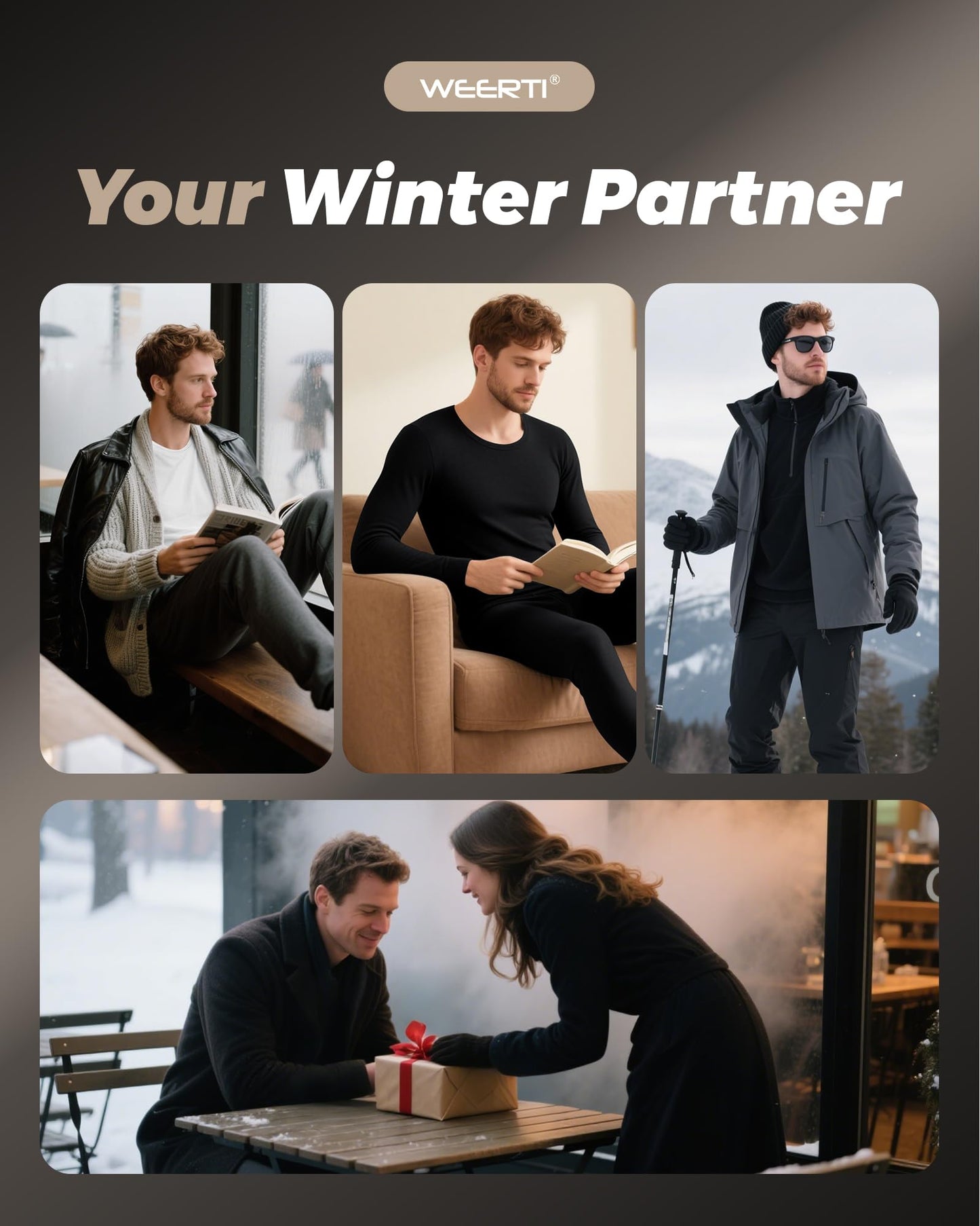 WEERTI Thermal Underwear for Men Long Johns with Fleece Lined Base Layer Men Cold Weather Top Bottom