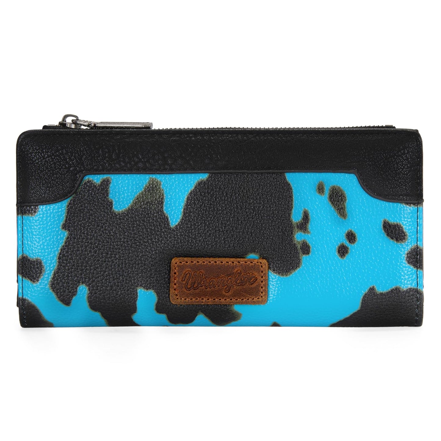 Wrangler Cow Print Wallets Womens Bifold Credit Card Wallet Women's Wallets, Card Cases & Money Organizers Brown Wallet for Women Ladies Female Cash Wallett with Smooth Zipper