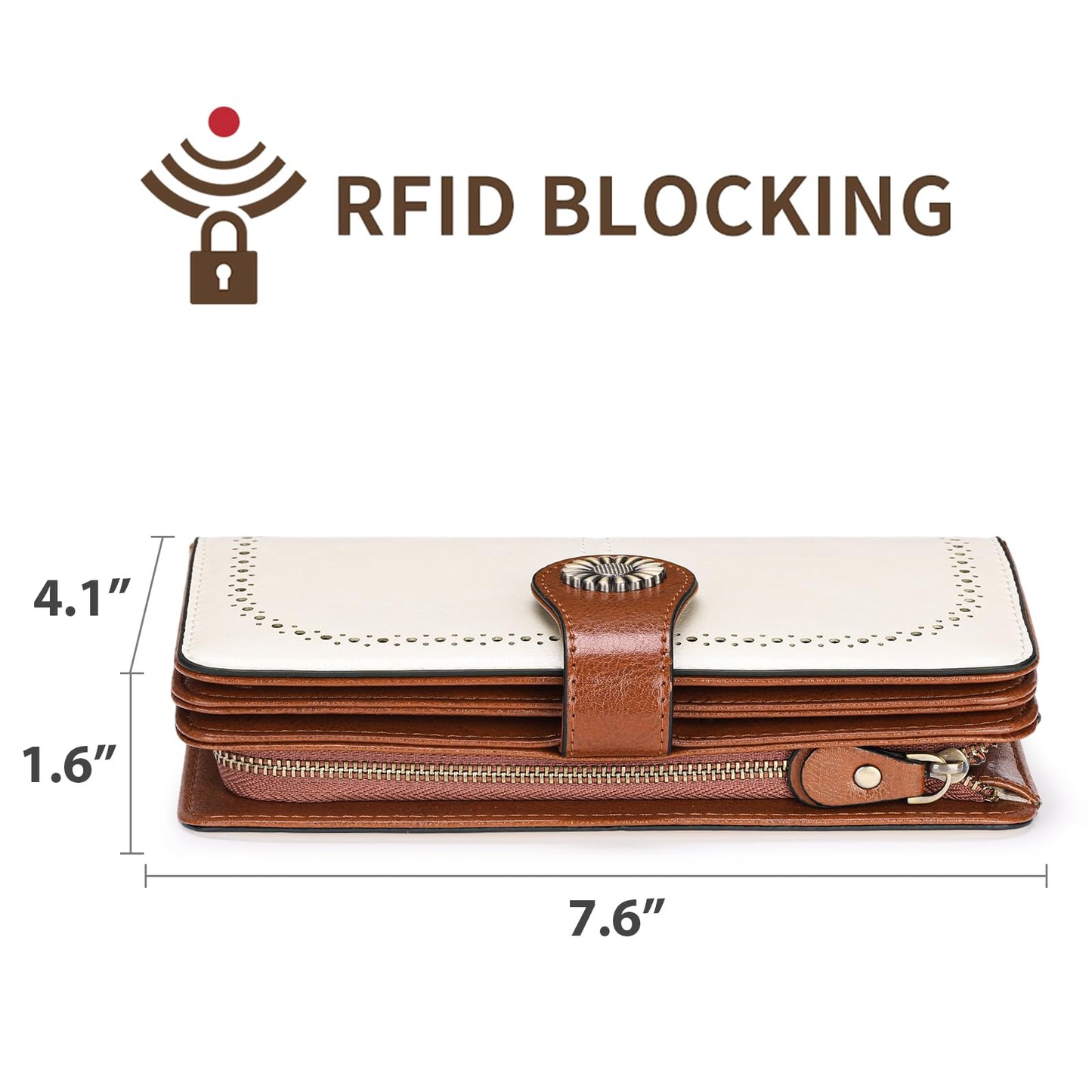 SENDEFN Wallets for Women Leather Credit Card Holder with RFID Blocking Large Capacity Wristlet