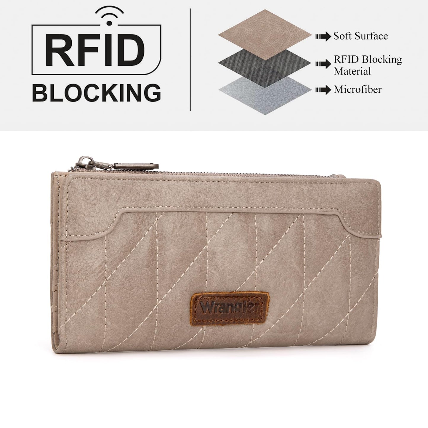 Wrangler Cow Print Wallets Womens Bifold Credit Card Wallet Women's Wallets, Card Cases & Money Organizers Brown Wallet for Women Ladies Female Cash Wallett with Smooth Zipper