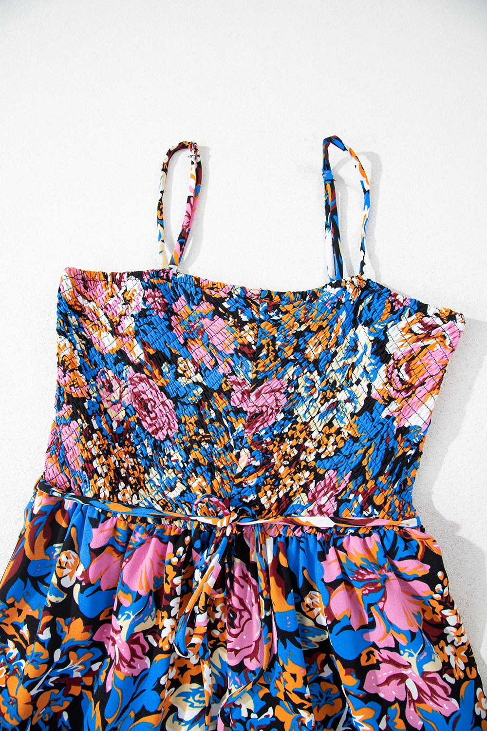 Floral Smocked Spaghetti Straps Wide Leg Jumpsuit Floral / M Floral / L Floral / XL Floral / M-Floral / L-Floral / XL-Floral / S-