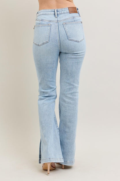 Judy Blue Full Size Tummy Control Vintage Wash Side Slit Slim Boot Jeans Plus Size Light / 14W Light / 16W Light / 18W Light / 14W-Light / 16W-Light / 18W-Light / 20W-Light / 22W-Light / 24W-Light / 0(24)-Light / 1(25)-Light / 3(26)-Light / 5(27)-Light / 7(28)-Light / 9(29)-Light / 11(30)-Light / 13(31)-Light / 15(32)-