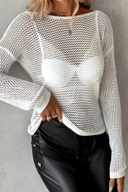 Twisted Backless Round Neck Knit Cover Up White / S White / M White / L White / S-White / M-White / L-