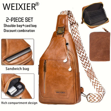 Retro Style Sling Bag With Release Buckle, Bohemian Strap Crossbody Bag, PU Leather Chest Bag For Work & Travel - Fashionqueene.com